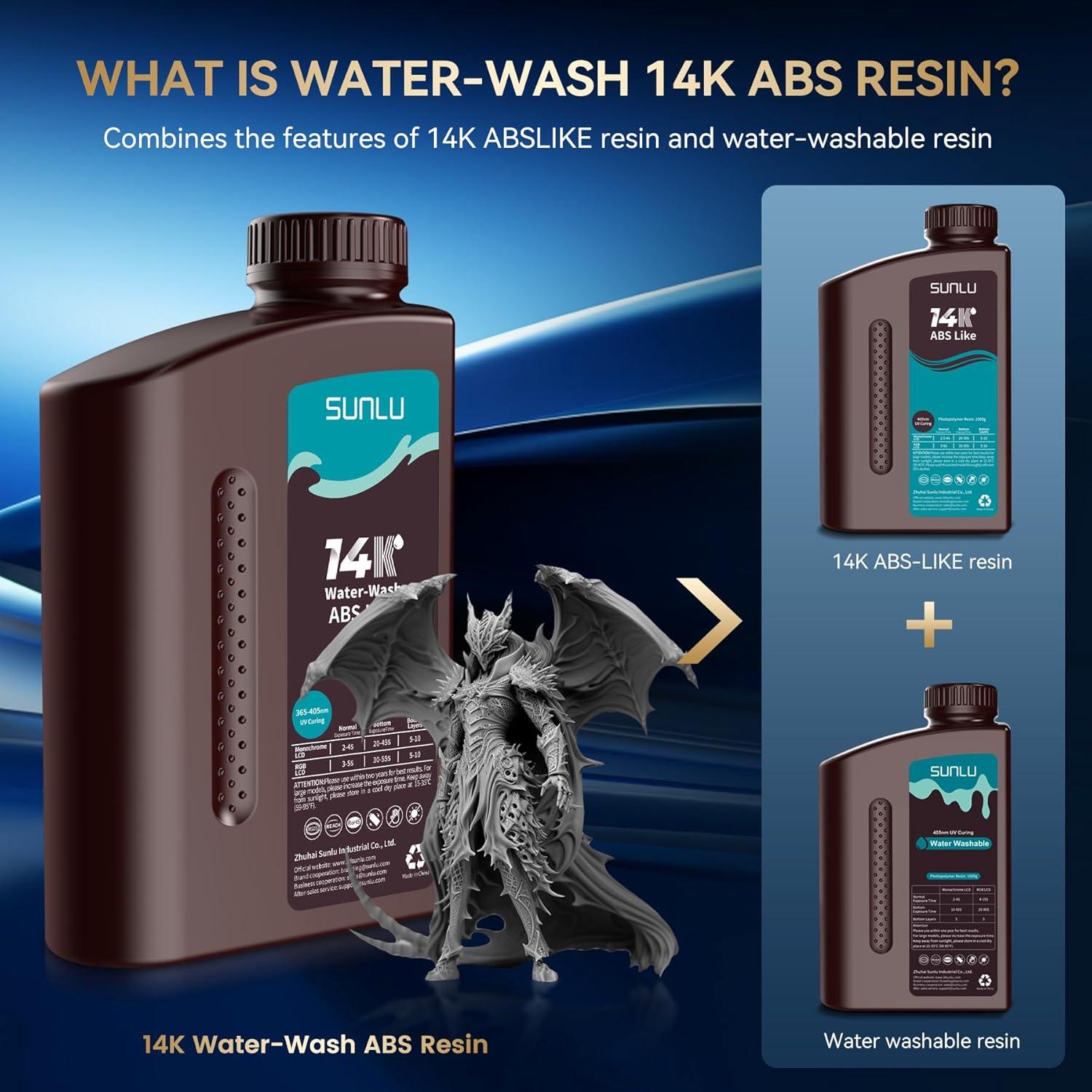 imageSUNLU 1000G ABS Like Resin for 3D Printer 405nm UV Curing Photopolymer Rapid 3D Resin for 2K 4K 6K 8K LCDDLPSLA 3D Printers NonBrittle ampamp High Precision ampamp Low Shrinkage 1KG GreyHigh Precision 14K WaterWash ABS Resin 3kg Grey