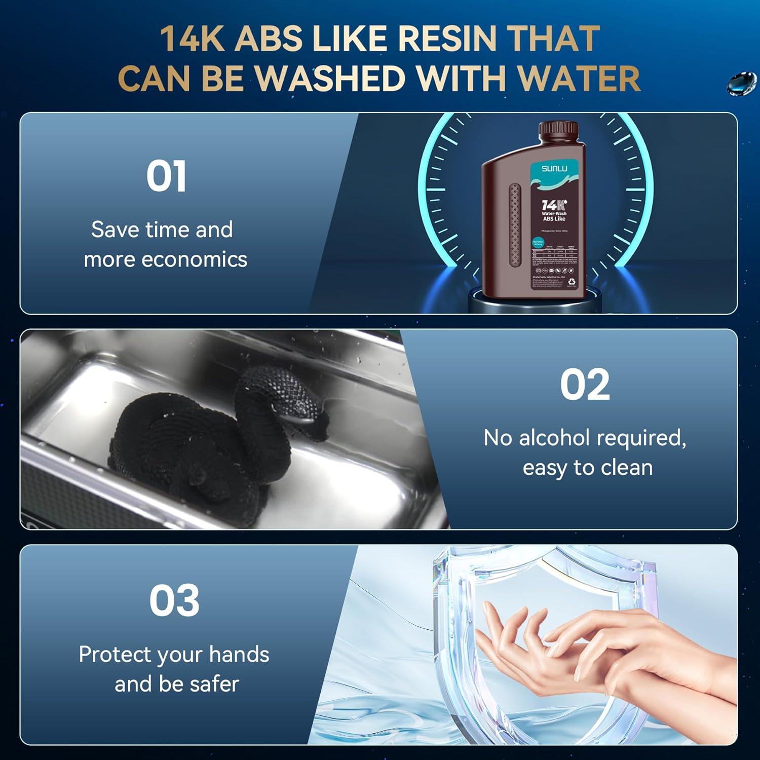 imageSUNLU 1000G ABS Like Resin for 3D Printer 405nm UV Curing Photopolymer Rapid 3D Resin for 2K 4K 6K 8K LCDDLPSLA 3D Printers NonBrittle ampamp High Precision ampamp Low Shrinkage 1KG GreyHigh Precision 14K WaterWash ABS Resin 3kg Grey