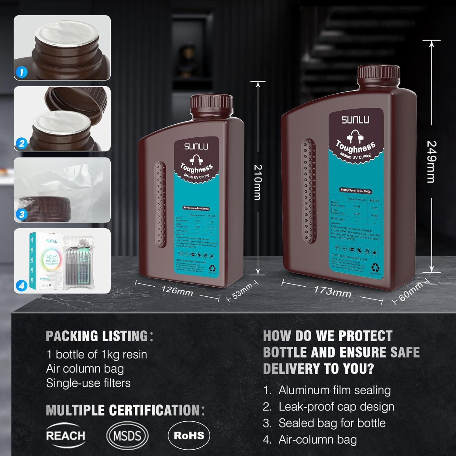 imageSUNLU 1000G ABS Like Resin for 3D Printer 405nm UV Curing Photopolymer Rapid 3D Resin for 2K 4K 6K 8K LCDDLPSLA 3D Printers NonBrittle ampamp High Precision ampamp Low Shrinkage 1KG GreyResin High Toughness 1KG White