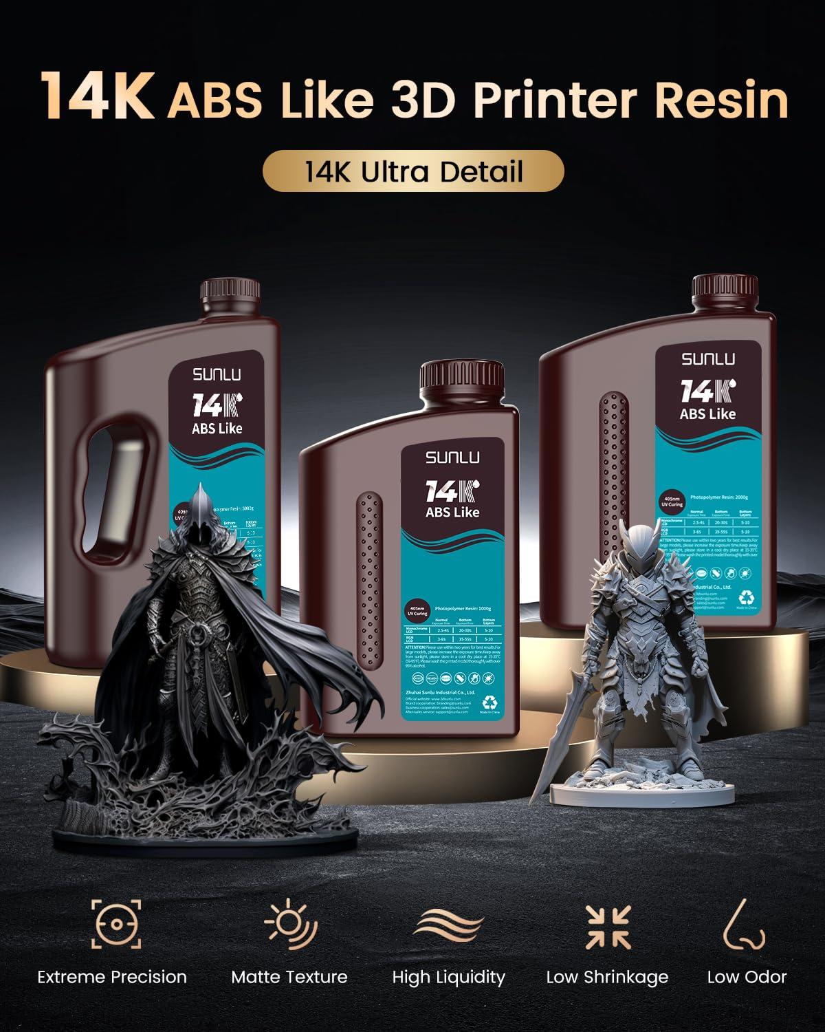 imageSUNLU 1000G ABS Like Resin for 3D Printer 405nm UV Curing Photopolymer Rapid 3D Resin for 2K 4K 6K 8K LCDDLPSLA 3D Printers NonBrittle ampamp High Precision ampamp Low Shrinkage 1KG GreyHigh Precision 14K ABSLIKE Resin 3kg Grey