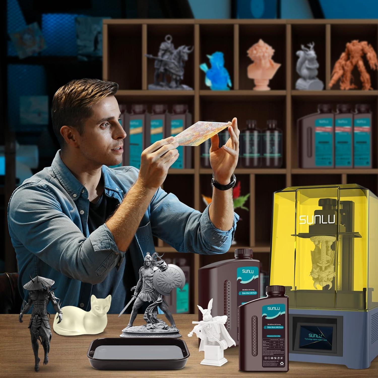 imageSUNLU 1000G ABS Like Resin for 3D Printer 405nm UV Curing Photopolymer Rapid 3D Resin for 2K 4K 6K 8K LCDDLPSLA 3D Printers NonBrittle ampamp High Precision ampamp Low Shrinkage 1KG GreyWaterWash ABS Resin 3000gDark Grey