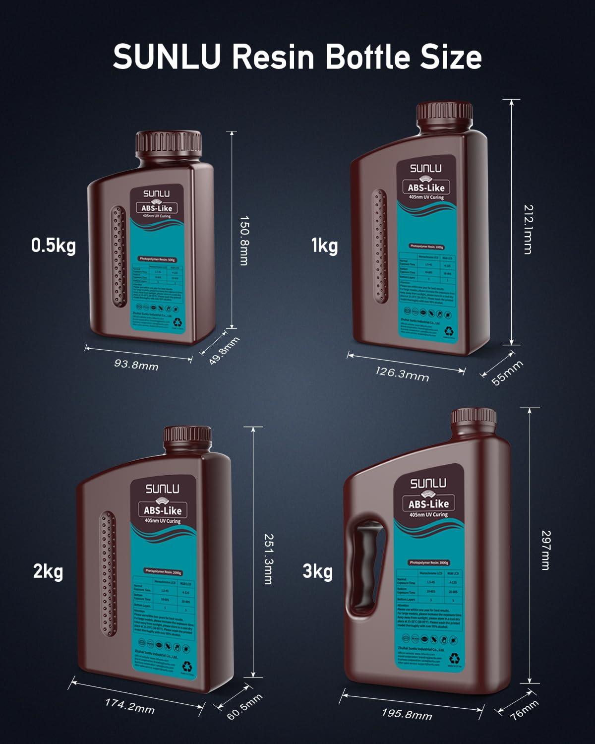 imageSUNLU 3000G ABS Like Resin for 3D Printer 405nm UV Curing Photopolymer Rapid 3D Resin for 2K 4K 6K 8K LCDDLPSLA 3D Printers NonBrittle ampamp High Precision ampamp Low Shrinkage 3KG Dark Grey2KG Clear