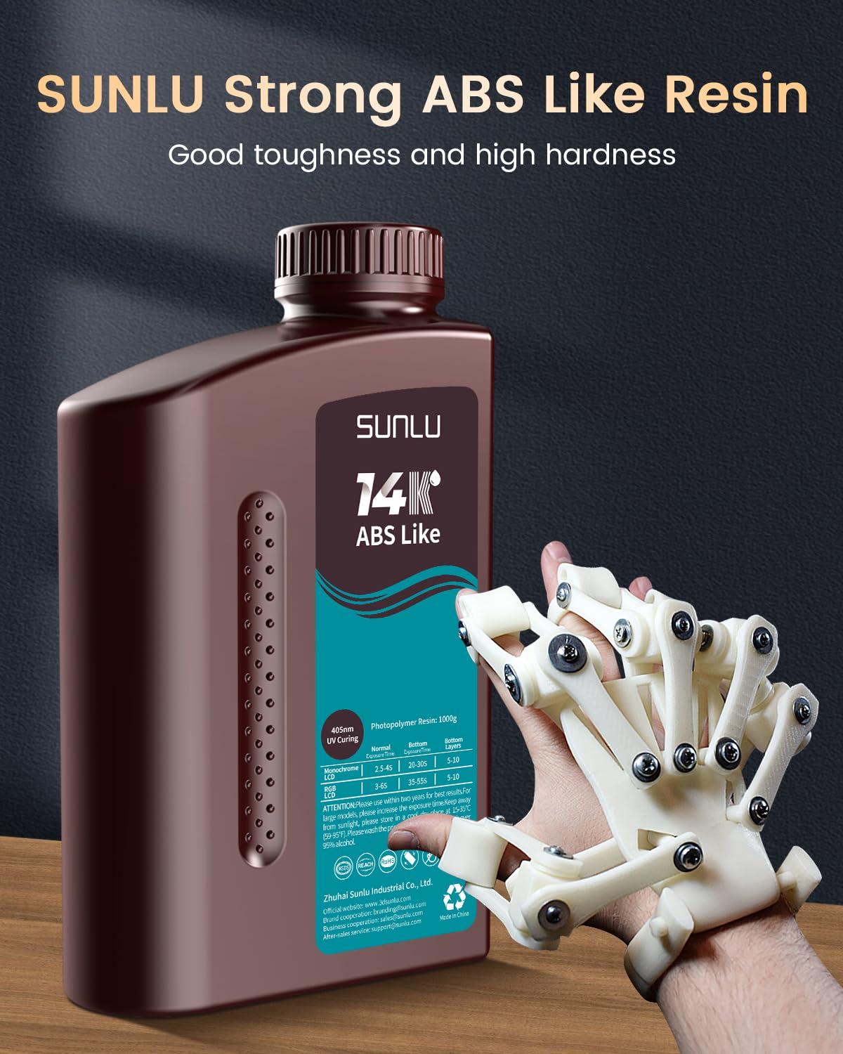 imageSUNLU 3000G ABS Like Resin for 3D Printer 405nm UV Curing Photopolymer Rapid 3D Resin for 2K 4K 6K 8K LCDDLPSLA 3D Printers NonBrittle ampamp High Precision ampamp Low Shrinkage 3KG Dark GreyHigh Precision 14K ABSLIKE Resin 3kg Grey