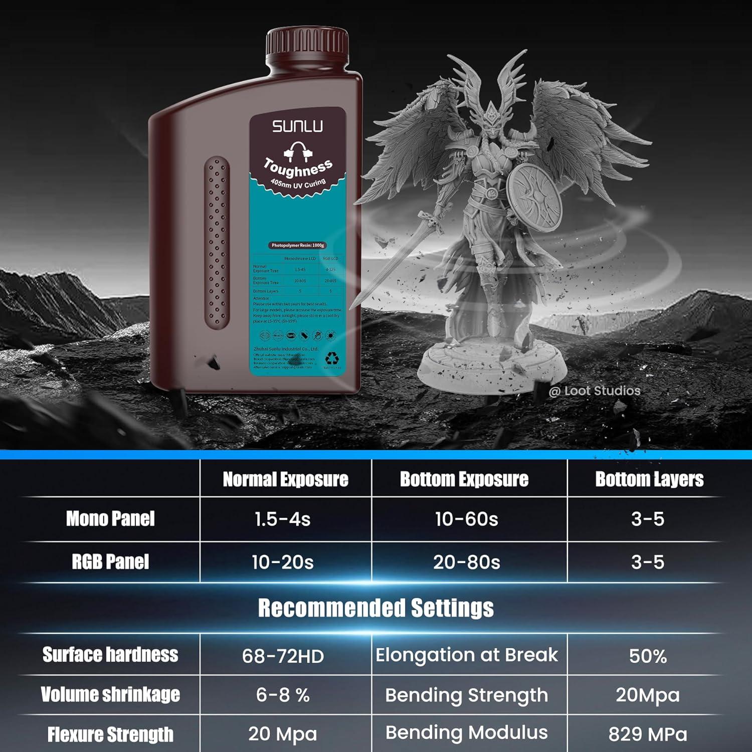 imageSUNLU 3000G ABS Like Resin for 3D Printer 405nm UV Curing Photopolymer Rapid 3D Resin for 2K 4K 6K 8K LCDDLPSLA 3D Printers NonBrittle ampamp High Precision ampamp Low Shrinkage 3KG Dark GreyResin High Toughness 1KG White