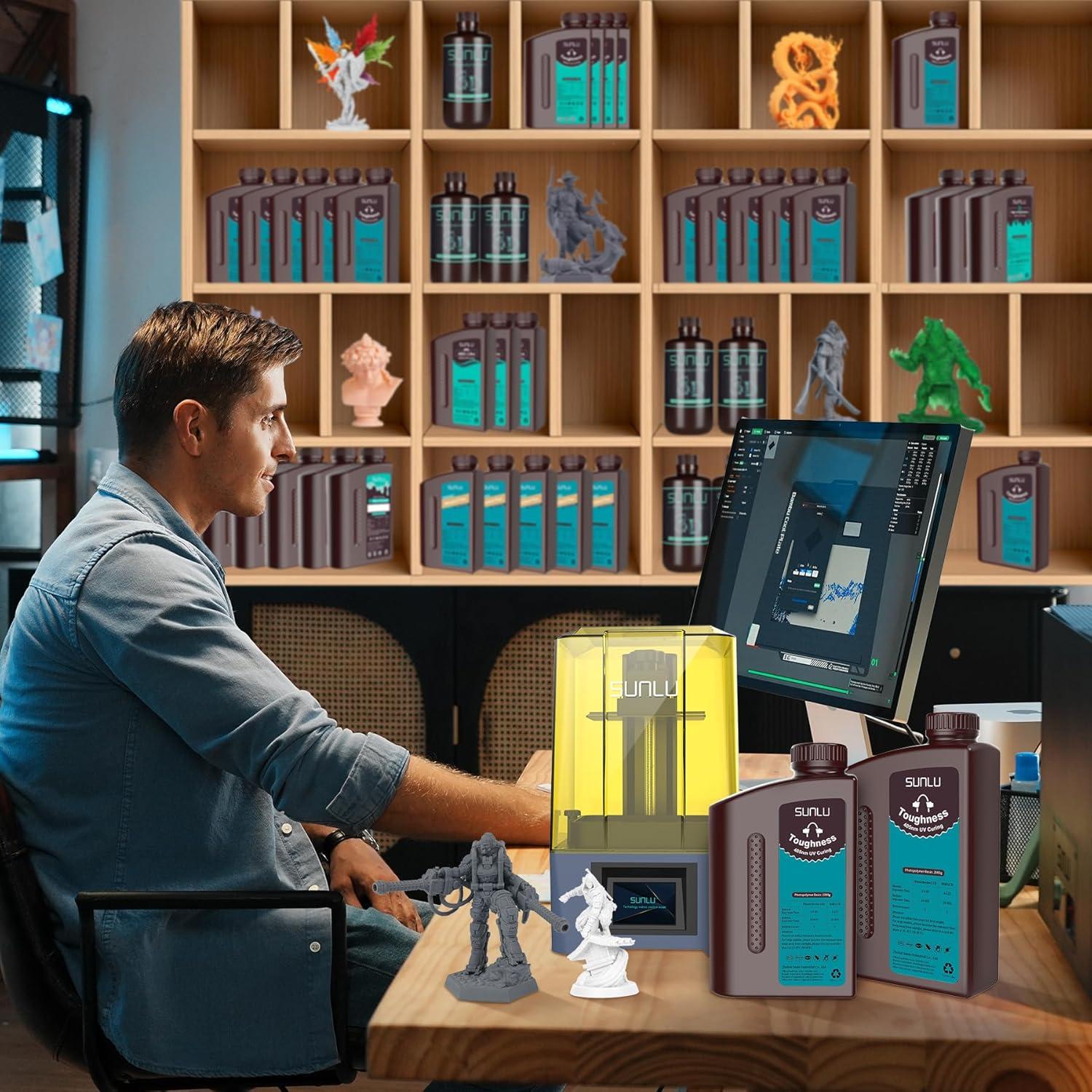 imageSUNLU 3000G ABS Like Resin for 3D Printer 405nm UV Curing Photopolymer Rapid 3D Resin for 2K 4K 6K 8K LCDDLPSLA 3D Printers NonBrittle ampamp High Precision ampamp Low Shrinkage 3KG Dark GreyResin High Toughness 1KG White