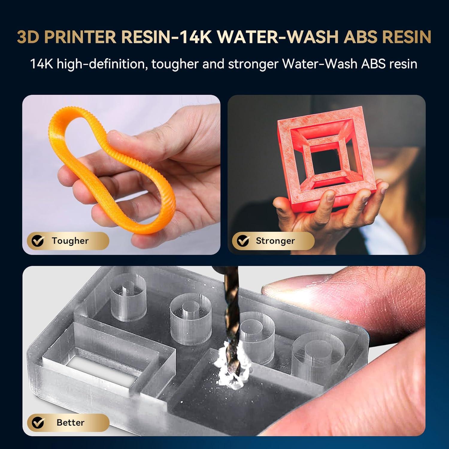 imageSUNLU 3000G ABS Like Resin for 3D Printer 405nm UV Curing Photopolymer Rapid 3D Resin for 2K 4K 6K 8K LCDDLPSLA 3D Printers NonBrittle ampamp High Precision ampamp Low Shrinkage 3KG Dark GreyHigh Precision 14K WaterWash ABS Resin 3kg Grey