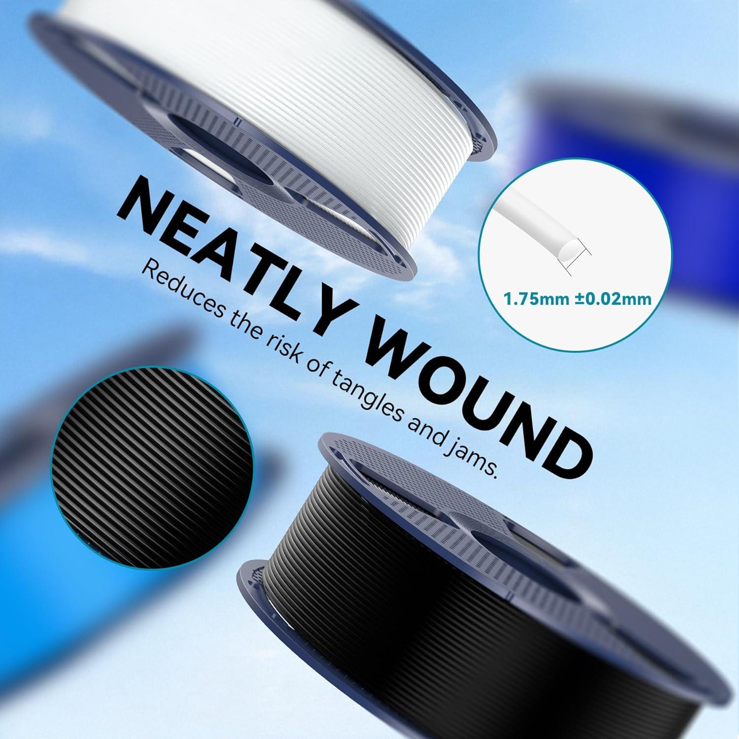 imageSUNLU 3D Printer Filament 10kg Bundle Neatly Wound PLA Filament 175mm 002mm 1kg per Spool 10 Packs BlackWhiteGreyRedOlive GreenYellowBlue GreyWoodSilverTransparentLarge Spool 3kg Pla Red