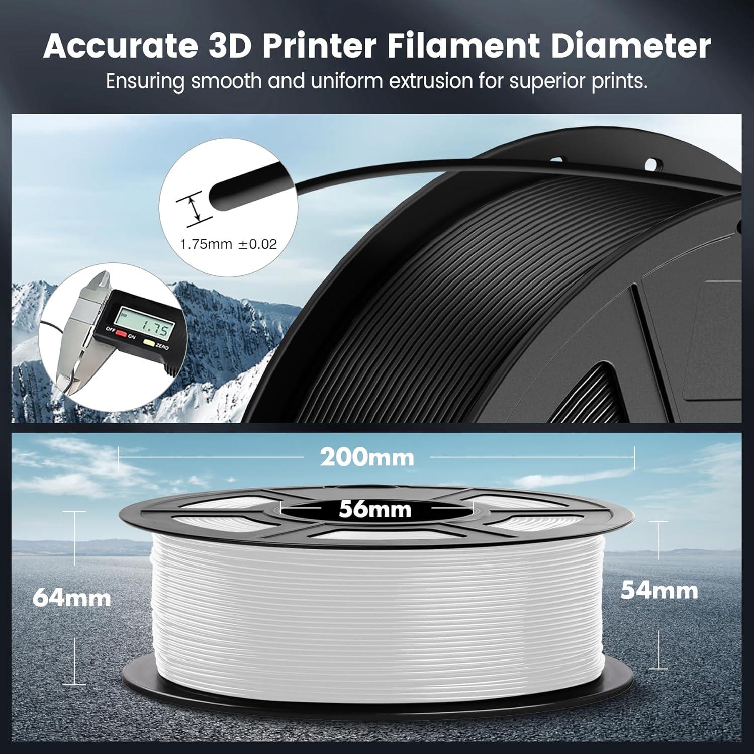 imageSUNLU 3D Printer Filament 10kg Bundle Neatly Wound PLA Filament 175mm 002mm 1kg per Spool 10 Packs BlackWhiteGreyRedOlive GreenYellowBlue GreyWoodSilverTransparent4000g Pla Blackblackwhitewhite