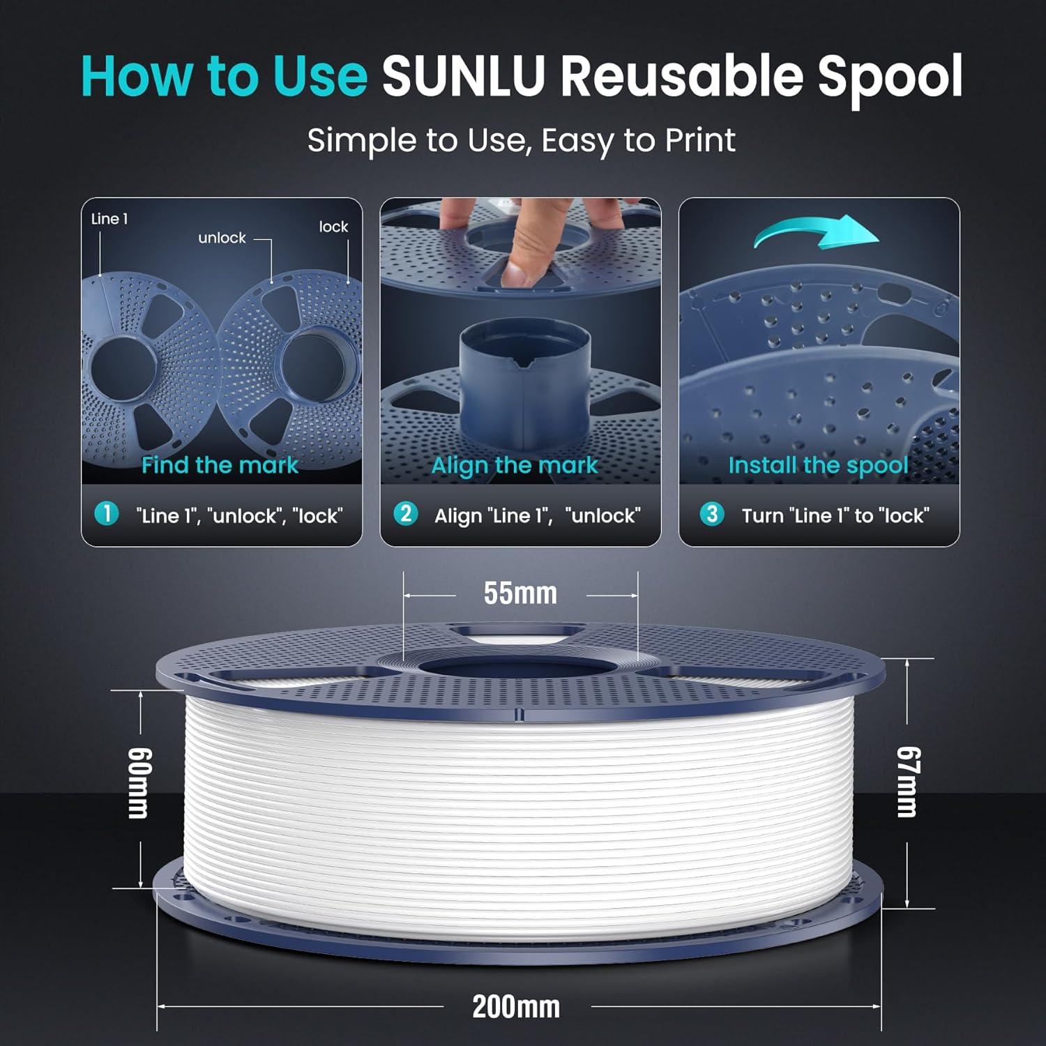 imageSUNLU 3D Printer Filament 10kg Bundle Neatly Wound PLA Filament 175mm 002mm 1kg per Spool 10 Packs BlackWhiteGreyRedOlive GreenYellowBlue GreyWoodSilverTransparent4kg Pla Blackorangepurpleolive Green