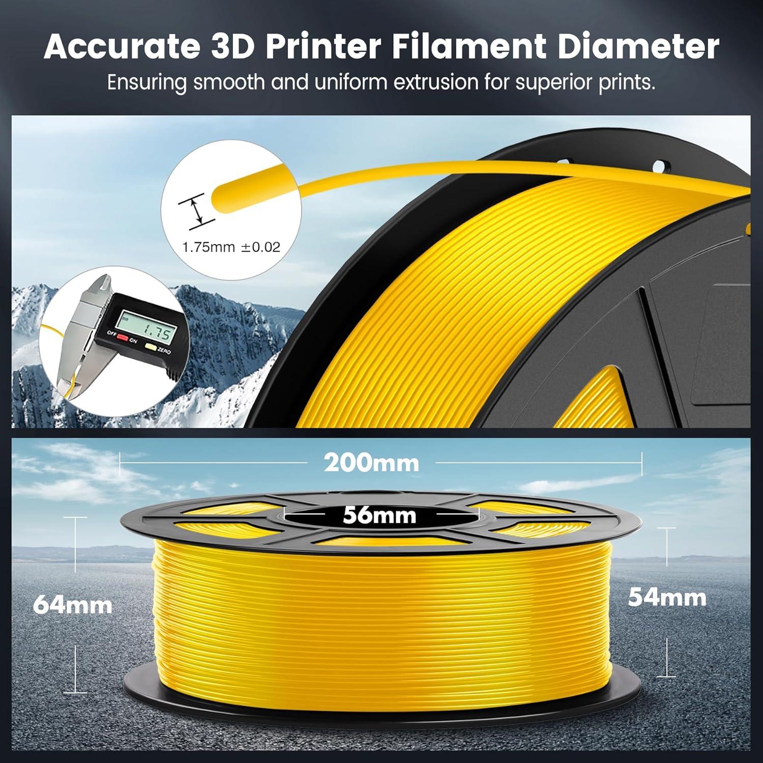 imageSUNLU 3D Printer Filament 10kg Bundle Neatly Wound PLA Filament 175mm 002mm 1kg per Spool 10 Packs BlackWhiteGreyRedOlive GreenYellowBlue GreyWoodSilverTransparent1kg Pla Light Gold