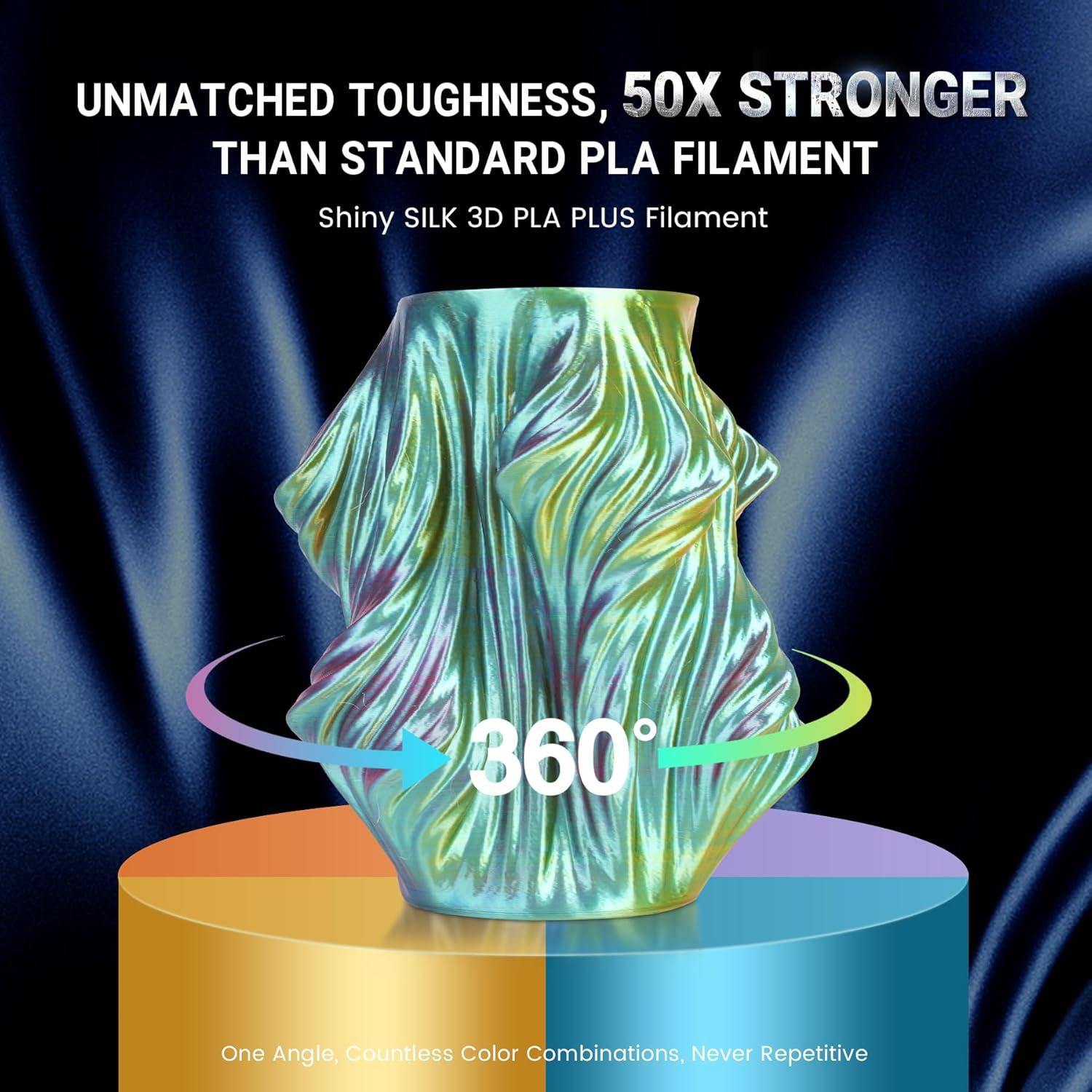 imageSUNLU 3D Printer Filament Bundle PLA Silk Rainbow Filament Multicolor Fast Color Change Each 8 Meters Individually Vacuum Packed 250g Spool 8 Rolls 2kg Total 6 Silk RainbowLight GoldSilverSilk Fourcolor 1kg4