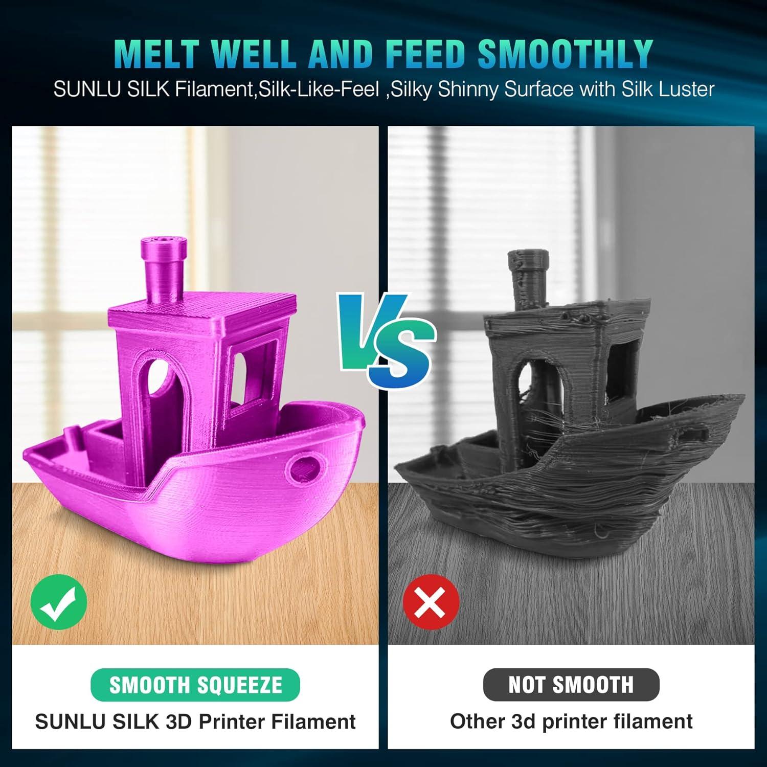 imageSUNLU 3D Printer Filament Bundle PLA Silk Rainbow Filament Multicolor Fast Color Change Each 8 Meters Individually Vacuum Packed 250g Spool 8 Rolls 2kg Total 6 Silk RainbowLight GoldSilverSilk Small Spool  Light Goldsilverpurpleredorangeyellowpinkbronze