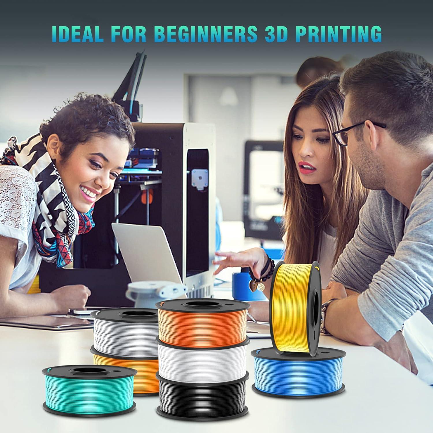 imageSUNLU 3D Printer Filament Bundle PLA Silk Rainbow Filament Multicolor Fast Color Change Each 8 Meters Individually Vacuum Packed 250g Spool 8 Rolls 2kg Total 6 Silk RainbowLight GoldSilverSilk Small Spool  Blackwhitelight Goldsilverbrassred Copperbluegreen