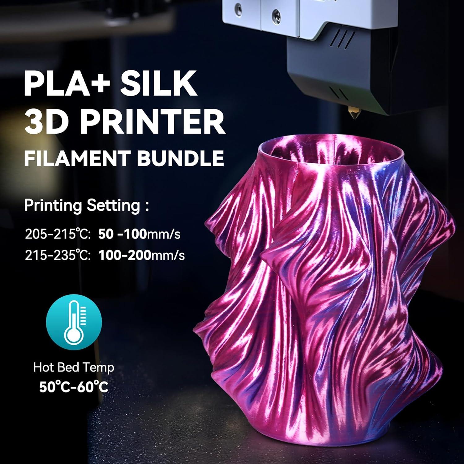 imageSUNLU 3D Printer Filament Bundle PLA Silk Rainbow Filament Multicolor Fast Color Change Each 8 Meters Individually Vacuum Packed 250g Spool 8 Rolls 2kg Total 6 Silk RainbowLight GoldSilverSilk Pla Triple Color Bundle 1kg4