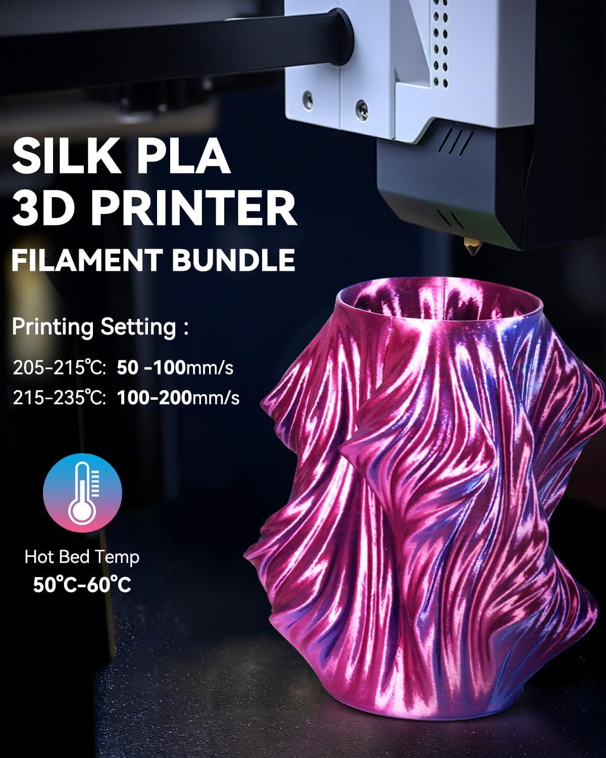 imageSUNLU 3D Printer Filament Bundle PLA Silk Rainbow Filament Multicolor Fast Color Change Each 8 Meters Individually Vacuum Packed 250g Spool 8 Rolls 2kg Total 6 Silk RainbowLight GoldSilverSilk Small Spool  Silk Dual Color5silk Triple Color3