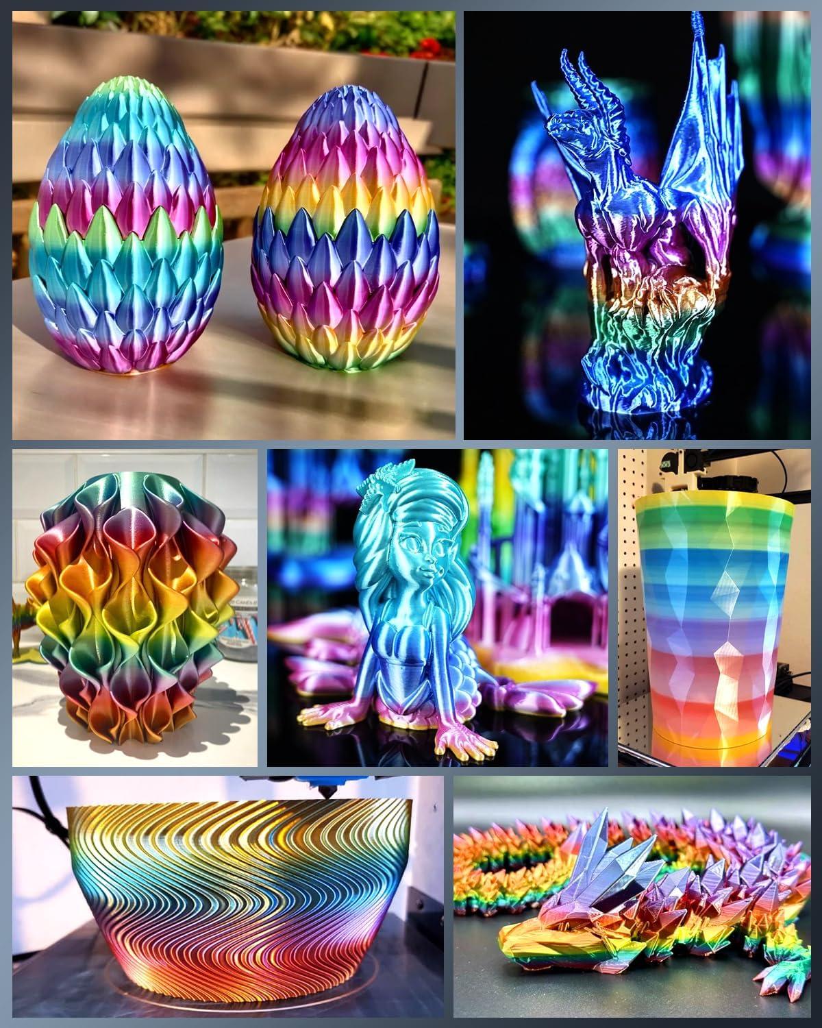 imageSUNLU 3D Printer Filament Bundle PLA Silk Rainbow Filament Multicolor Fast Color Change Each 8 Meters Individually Vacuum Packed 250g Spool 8 Rolls 2kg Total 6 Silk RainbowLight GoldSilverSilk Rainbow 06