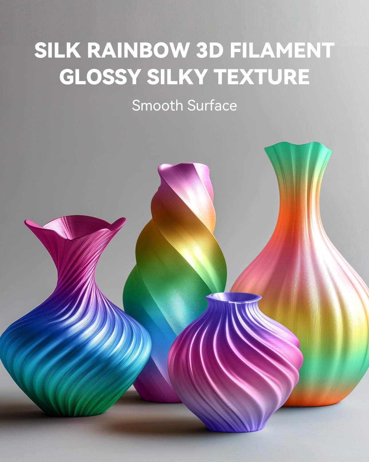 imageSUNLU 3D Printer Filament Bundle PLA Silk Rainbow Filament Multicolor Fast Color Change Each 8 Meters Individually Vacuum Packed 250g Spool 8 Rolls 2kg Total 6 Silk RainbowLight GoldSilverSilk Rainbow 02