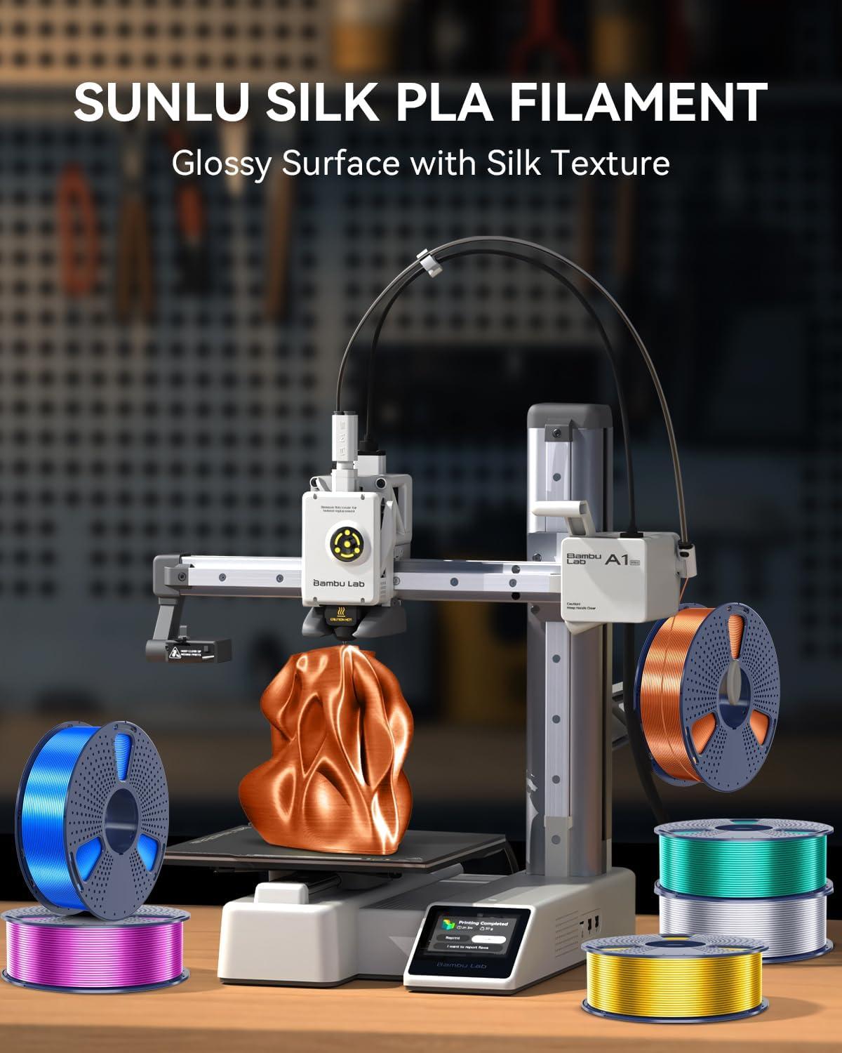 imageSUNLU 3D Printer Filament Bundle PLA Silk Rainbow Filament Multicolor Fast Color Change Each 8 Meters Individually Vacuum Packed 250g Spool 8 Rolls 2kg Total 6 Silk RainbowLight GoldSilver1kg Pla Silk Watermelon Red