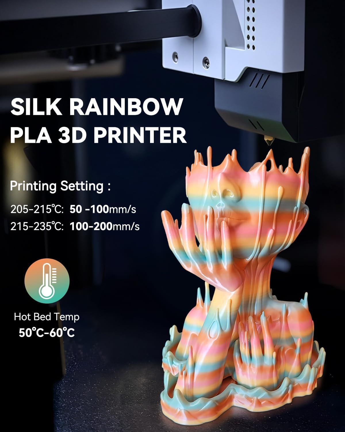 imageSUNLU 3D Printer Filament Bundle PLA Silk Rainbow Filament Multicolor Fast Color Change Each 8 Meters Individually Vacuum Packed 250g Spool 8 Rolls 2kg Total 6 Silk RainbowLight GoldSilverSilk Rainbow 06