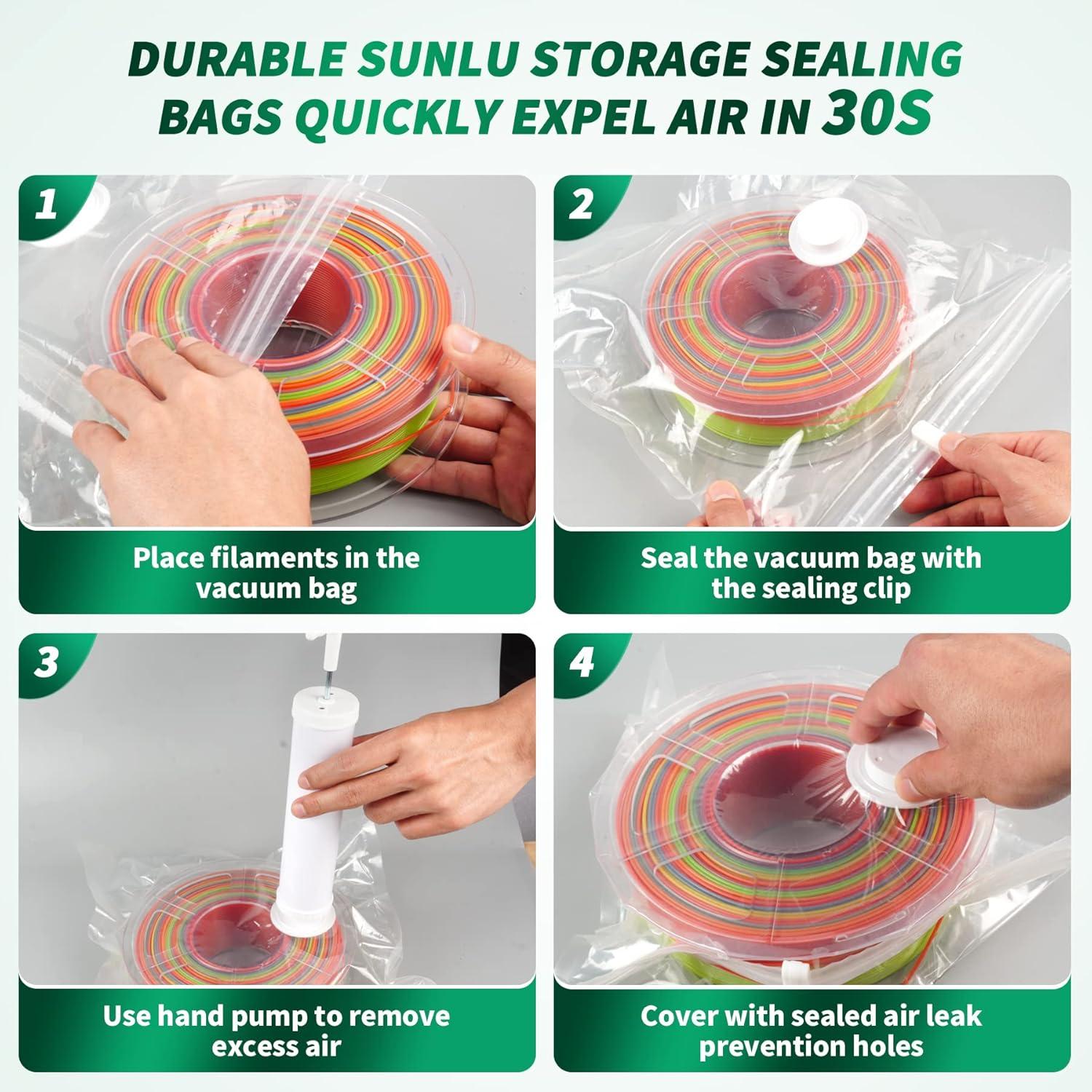 imageSUNLU 3D Printer Filament Vacuum Storage Kits8 PCS Filament Storage Bags for 3D Printer Filament Remove Moisture from Damp Filaments Spool Storage Sealing Bags Kits 32  34CM1259  1338inch