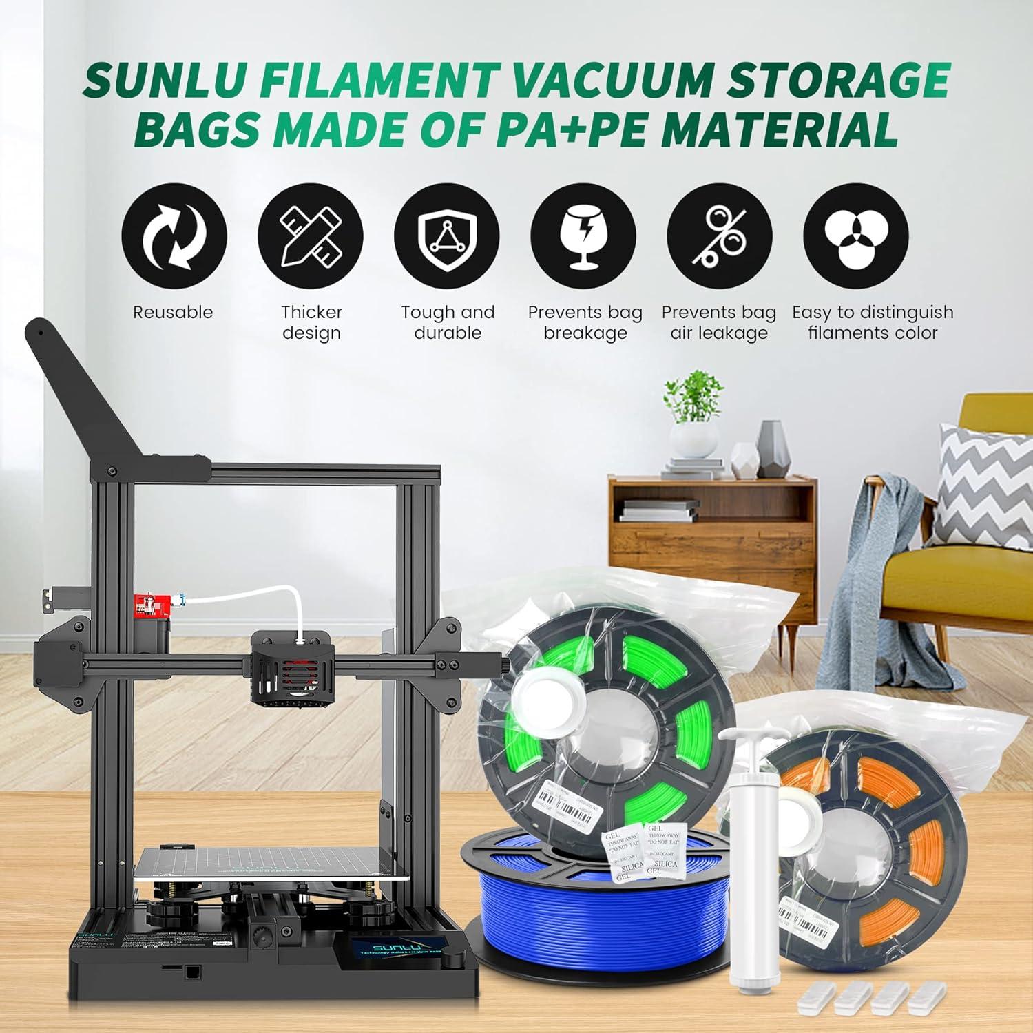 imageSUNLU 3D Printer Filament Vacuum Storage Kits8 PCS Filament Storage Bags for 3D Printer Filament Remove Moisture from Damp Filaments Spool Storage Sealing Bags Kits 32  34CM1259  1338inch