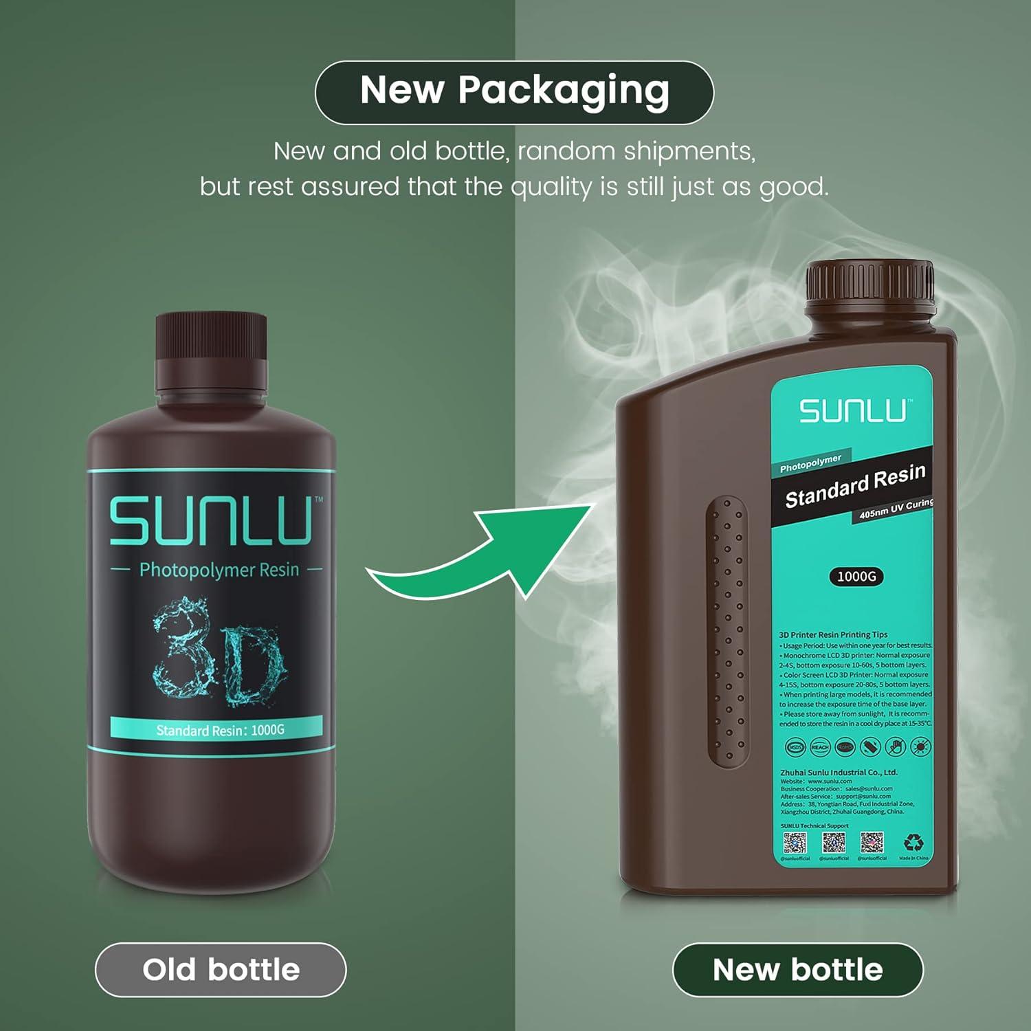 imageSUNLU 3D Printer Resin 1kg Fast Curing Standard 3D Resin for LCD DLP SLA Resin 3D Printers 395405nm UV Light Curing 3D Printing Liquid Photopolymer Resin Low Shrinkage High Precision 1000g Grey1000gdark Grey