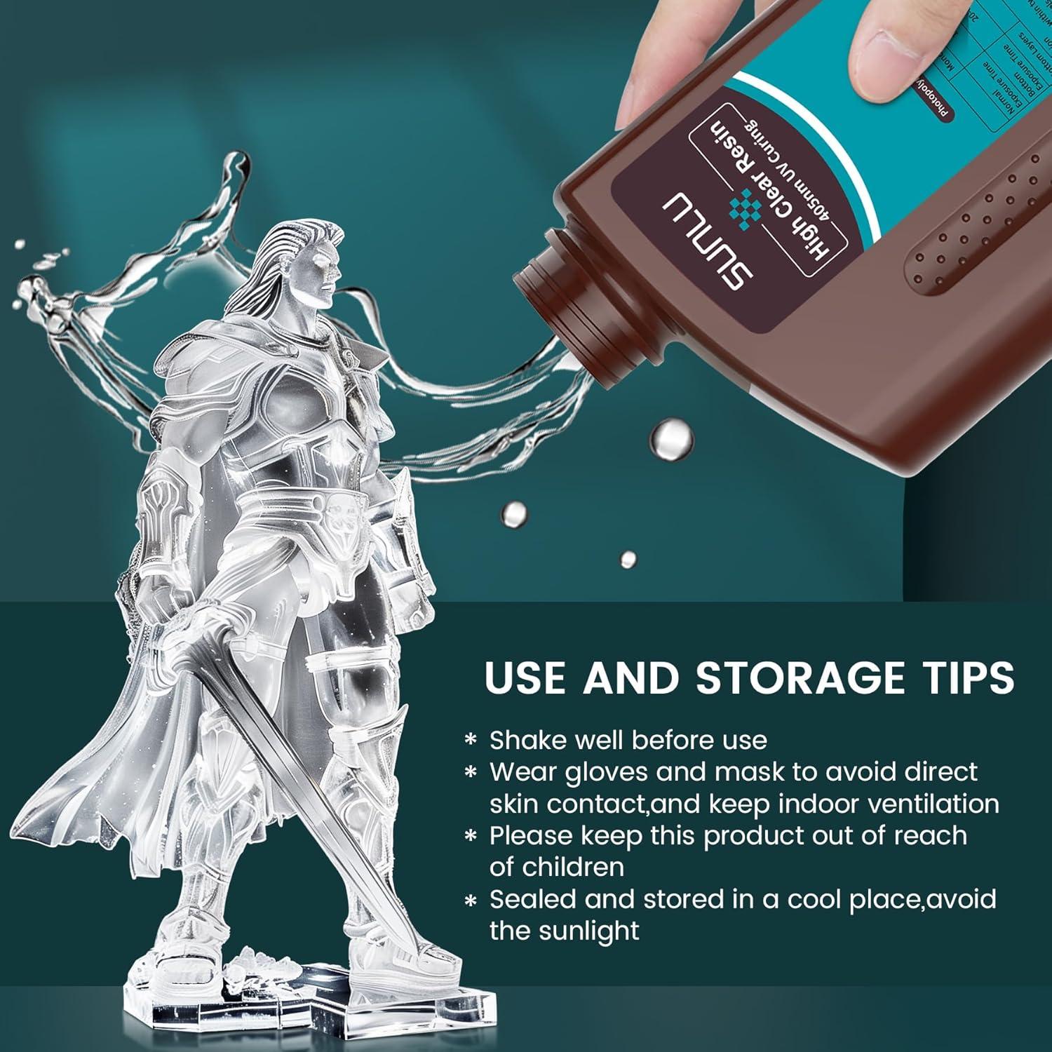 imageSUNLU 3D Printer Resin 1kg Fast Curing Standard 3D Resin for LCD DLP SLA Resin 3D Printers 395405nm UV Light Curing 3D Printing Liquid Photopolymer Resin Low Shrinkage High Precision 1000g GreyHigh Clear Resin 1kg Clear