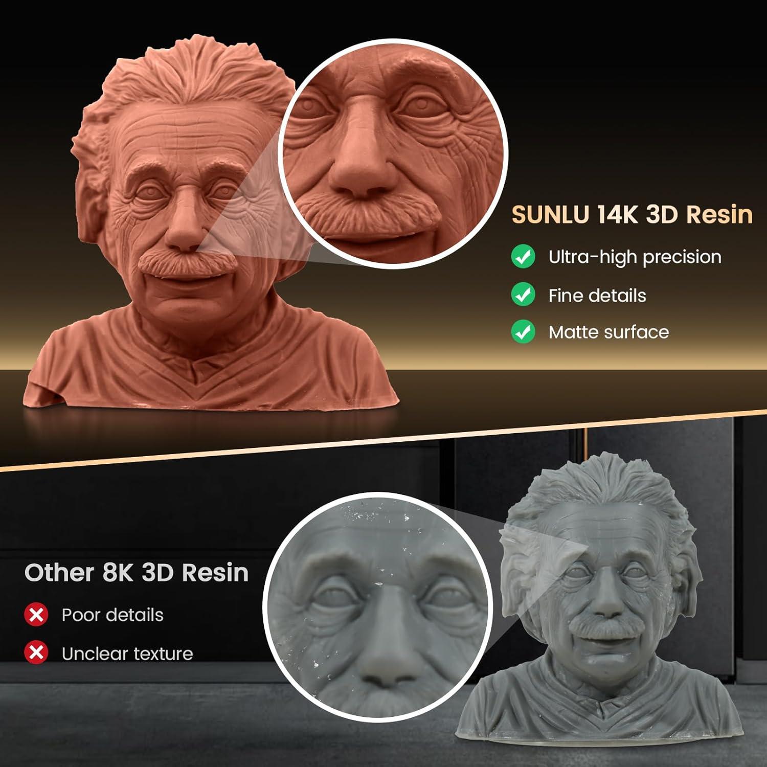 imageSUNLU 3D Printer Resin 1kg Fast Curing Standard 3D Resin for LCD DLP SLA Resin 3D Printers 395405nm UV Light Curing 3D Printing Liquid Photopolymer Resin Low Shrinkage High Precision 1000g GreyHigh Precision 14K 2kg grey