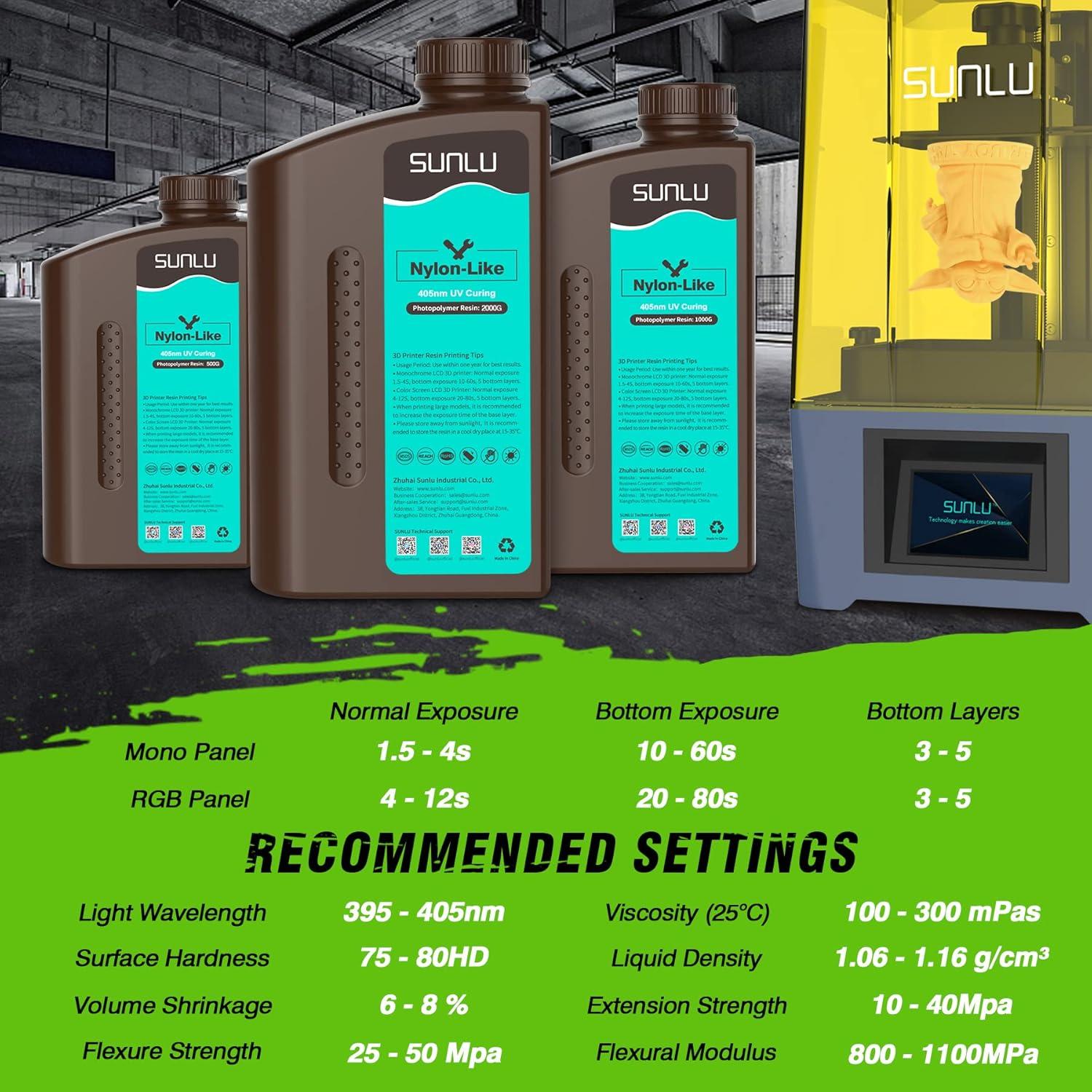 imageSUNLU 3D Printer Resin Strong Durable Nylon Like 3D Resin for LCD DLP SLA Resin 3D Printers 395405nm UV Light Curing 3D Printing Liquid Photopolymer Resin Good for Functional Parts 1000g Beige1kg White