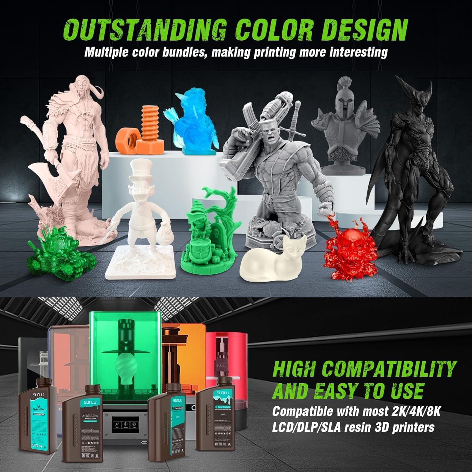 imageSUNLU 3D Printer Resin Strong Durable Nylon Like 3D Resin for LCD DLP SLA Resin 3D Printers 395405nm UV Light Curing 3D Printing Liquid Photopolymer Resin Good for Functional Parts 1000g Beige2KG Black