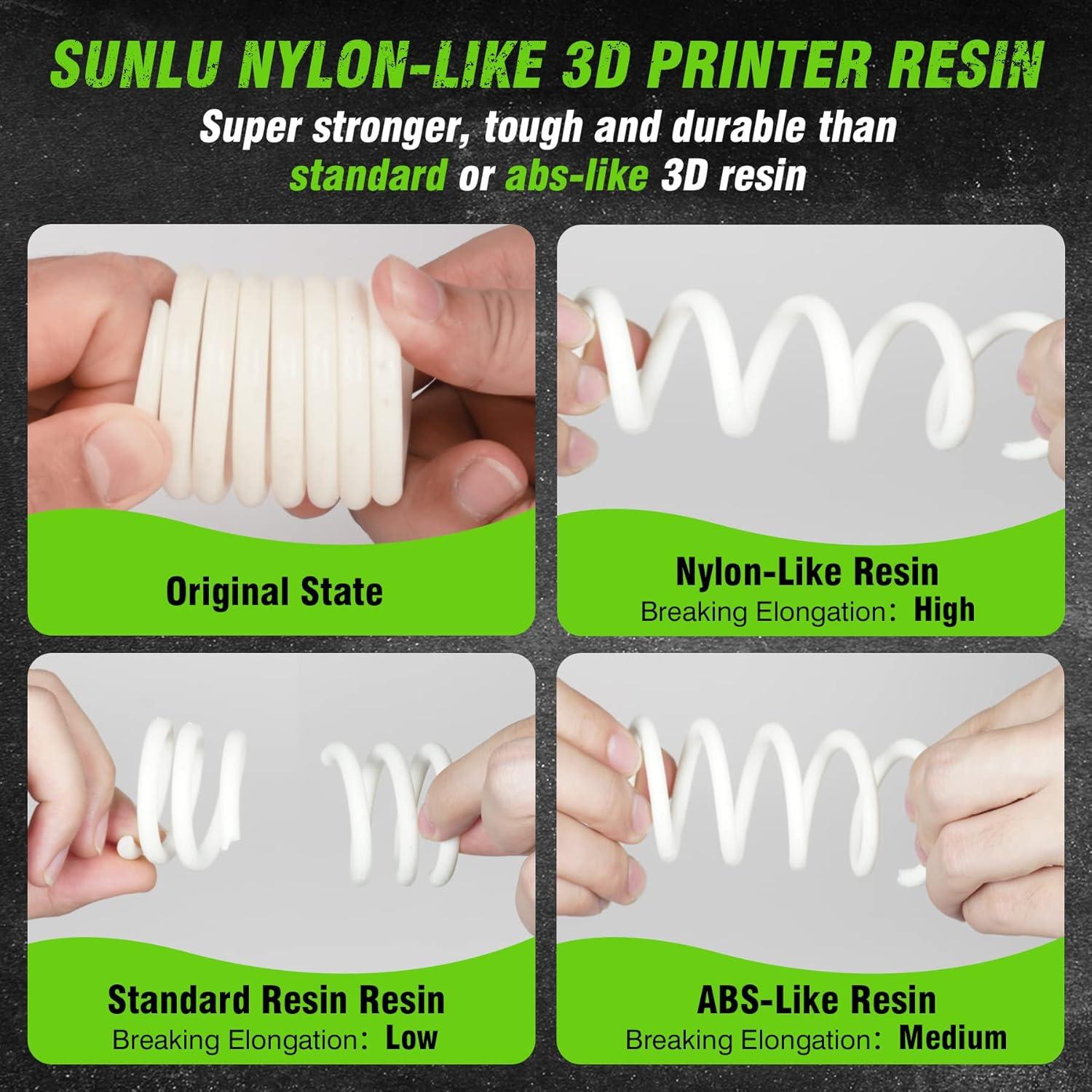 imageSUNLU 3D Printer Resin Strong Durable Nylon Like 3D Resin for LCD DLP SLA Resin 3D Printers 395405nm UV Light Curing 3D Printing Liquid Photopolymer Resin Good for Functional Parts 1000g Beige1000g Grey