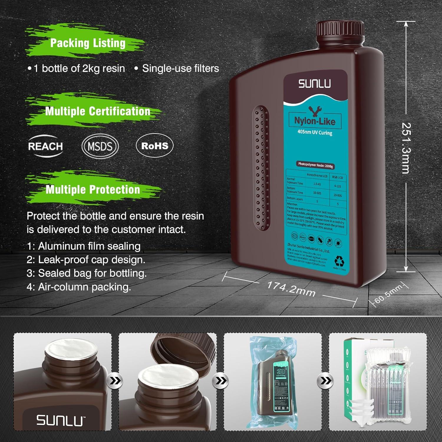 imageSUNLU 3D Printer Resin Strong Durable Nylon Like 3D Resin for LCD DLP SLA Resin 3D Printers 395405nm UV Light Curing 3D Printing Liquid Photopolymer Resin Good for Functional Parts 1000g Beige1000G Beige