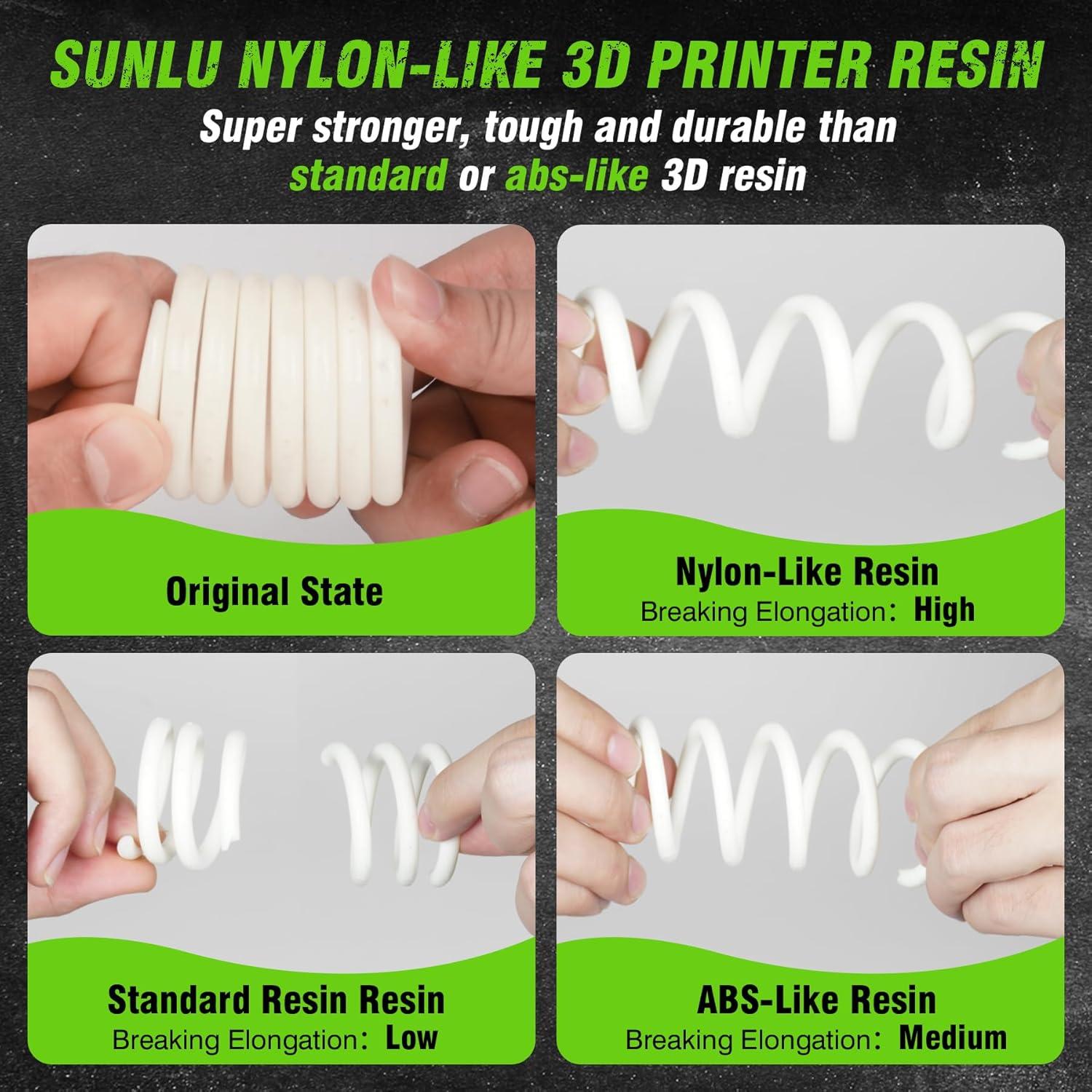 imageSUNLU 3D Printer Resin Strong Durable Nylon Like 3D Resin for LCD DLP SLA Resin 3D Printers 395405nm UV Light Curing 3D Printing Liquid Photopolymer Resin Good for Functional Parts 1000g Beige2000g Grey
