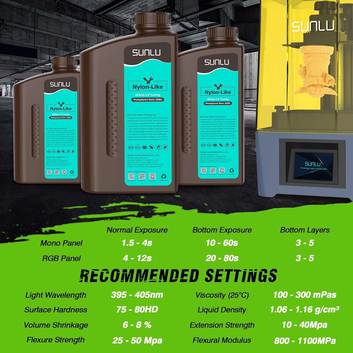 imageSUNLU 3D Printer Resin Strong Durable Nylon Like 3D Resin for LCD DLP SLA Resin 3D Printers 395405nm UV Light Curing 3D Printing Liquid Photopolymer Resin Good for Functional Parts 1000g Beige2kg White