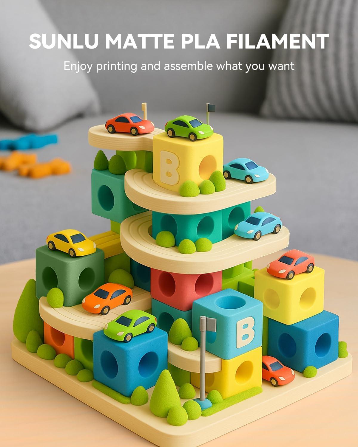 imageSUNLU 4KG High Speed Matte PLA Filament Smooth PLA Matte 3D Printer Filament Bundle Up to 600mms Fast Filament Fits Most FDM 3D Printers 1KG Reusable Spool 4 Packs Matte Black4