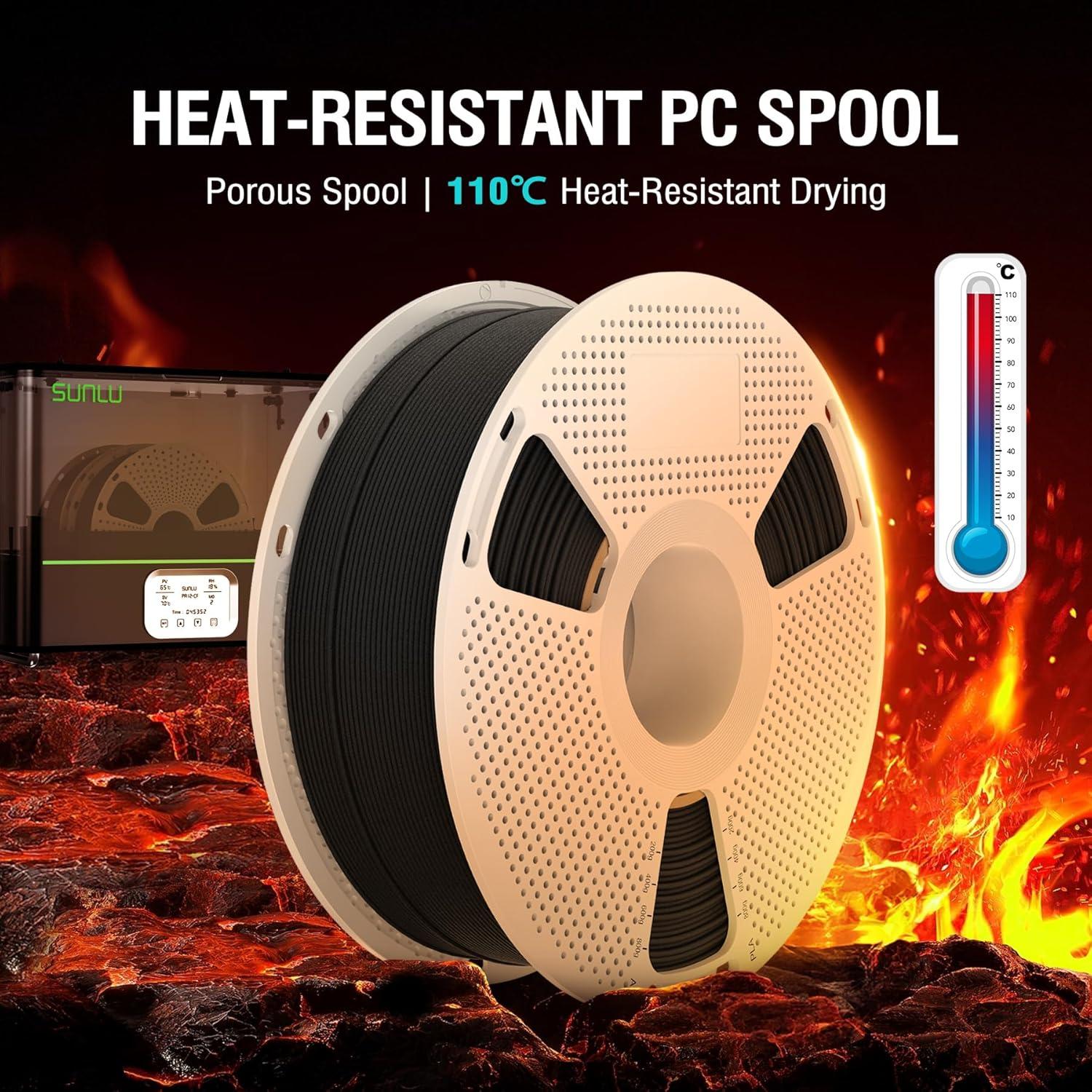 imageSUNLU 500G PA12CF 3D Filament 175mm Carbon Fiber Nylon Filament Excellent Wear ampamp Oil Resistance HeatResistant Spool Engineering Filament Dimensional Accuracy 002mm 05KG Spool Black05kgpa12cf Black