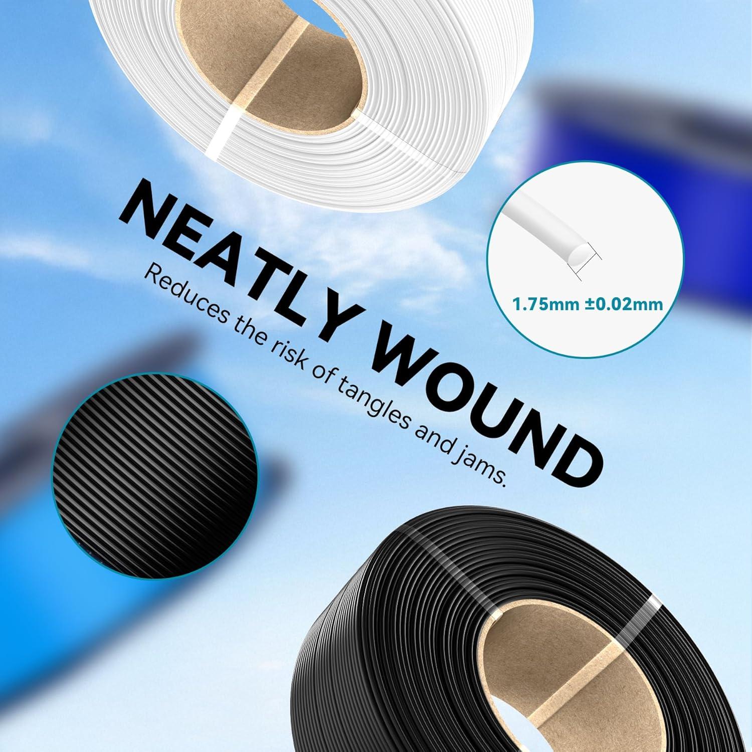 imageSUNLU 500g PLA Refill Filament 175mm Refill PLA 3D Printer Filament Suitable for Bambu Lab Filament and SUNLU Reusable spools Dimensional Accuracy  002 mm 05kg per Spool 4 Pcs 4 WhiteCmykwhitemagentayellowcyan