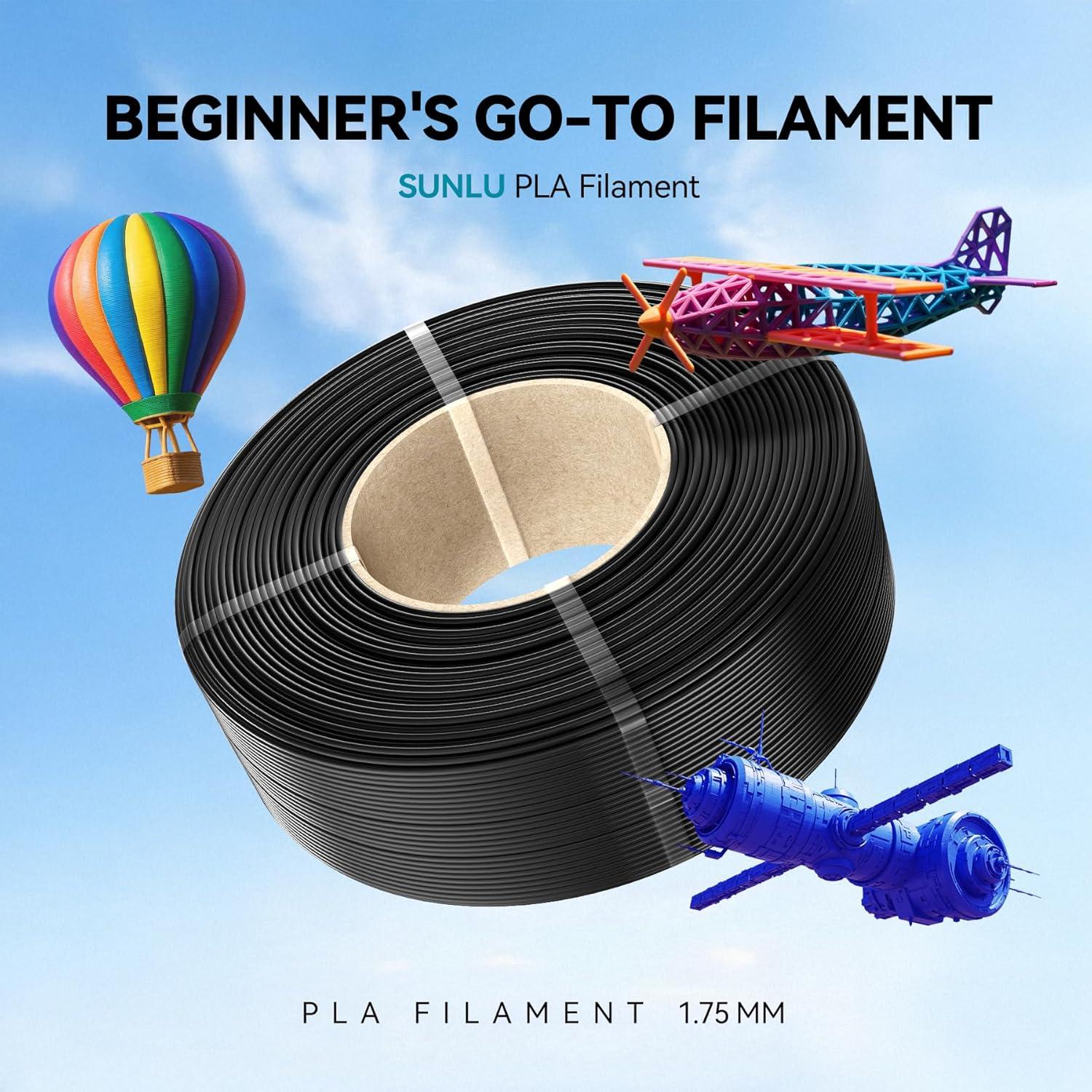 imageSUNLU 500g PLA Refill Filament 175mm Refill PLA 3D Printer Filament Suitable for Bambu Lab Filament and SUNLU Reusable spools Dimensional Accuracy  002 mm 05kg per Spool 4 Pcs 4 White05kg4beigecoffee Brownolive Greenoak