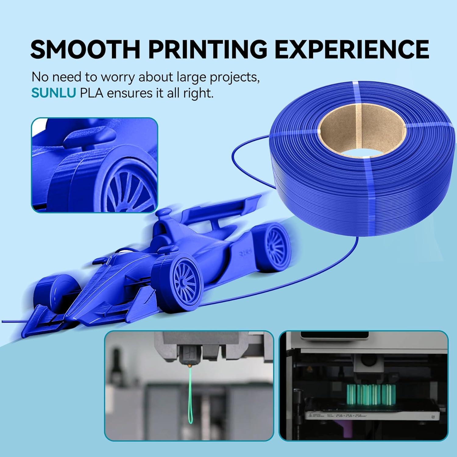 imageSUNLU 500g PLA Refill Filament 175mm Refill PLA 3D Printer Filament Suitable for Bambu Lab Filament and SUNLU Reusable spools Dimensional Accuracy  002 mm 05kg per Spool 4 Pcs 4 WhiteBlackwhiteredklein Blue
