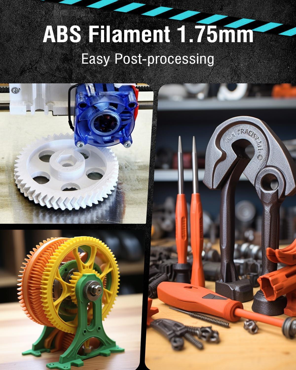 imageSUNLU ABS Filament 175mm 3D Printer Filament Highly Resistant Durable Heat Resistance Excellent Toughness Compatible with 99 FDM 3D Printers 1kg Spool 22lbs Black4000g Abs Blackblackblackblack