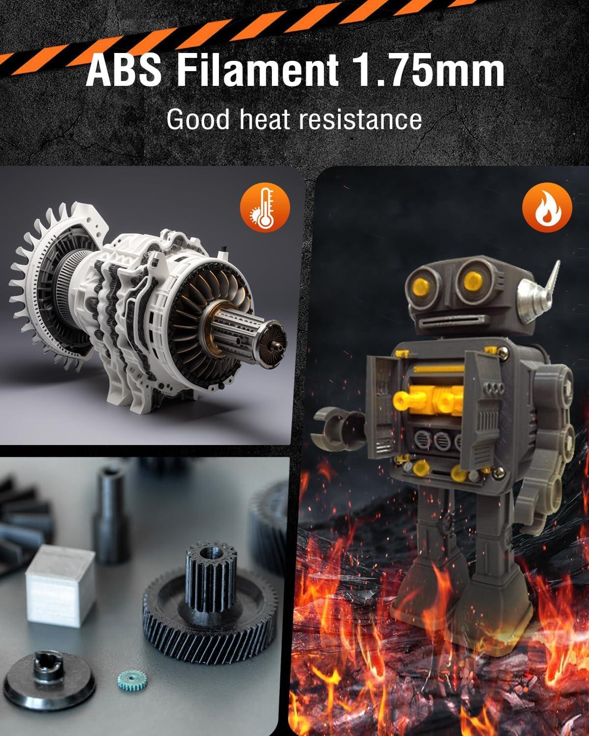 imageSUNLU ABS Filament 175mm 3D Printer Filament Highly Resistant Durable Heat Resistance Excellent Toughness Compatible with 99 FDM 3D Printers 1kg Spool 22lbs BlackAbs 025kg8 Blackwhitegreyblueyelllowgreenredorange