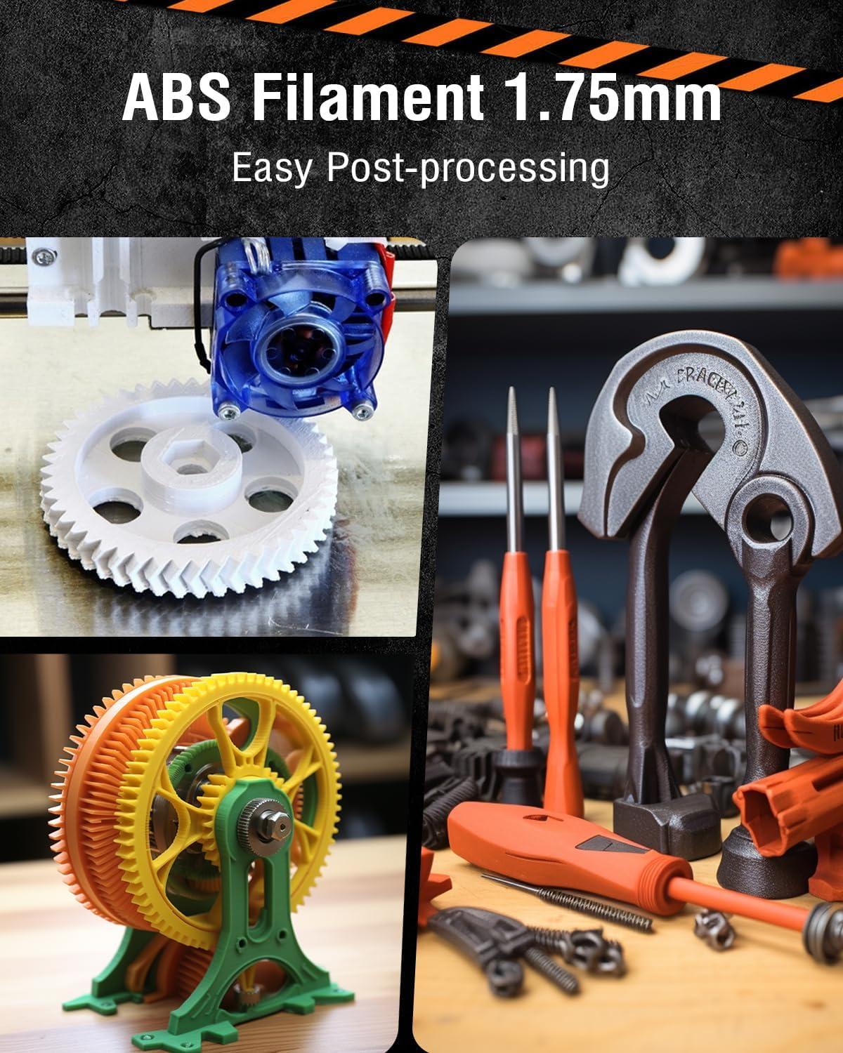 imageSUNLU ABS Filament 175mm 3D Printer Filament Highly Resistant Durable Heat Resistance Excellent Toughness Compatible with 99 FDM 3D Printers 1kg Spool 22lbs BlackAbs 025kg8 Blackwhitegreyblueyelllowgreenredorange