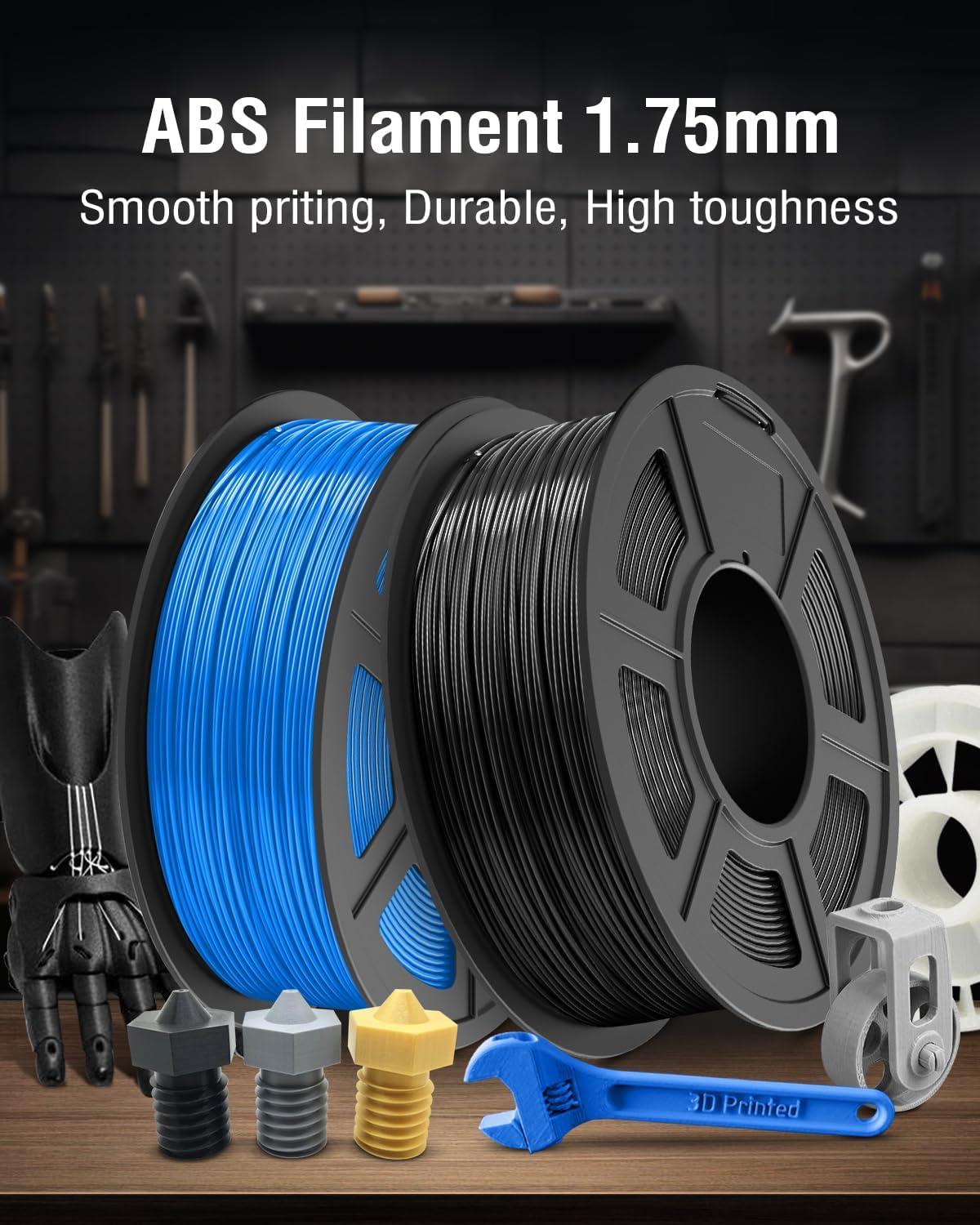 imageSUNLU ABS Filament 175mm 3D Printer Filament Highly Resistant Durable Heat Resistance Excellent Toughness Compatible with 99 FDM 3D Printers 1kg Spool 22lbs BlackLarge Spool 5kg Abs Black