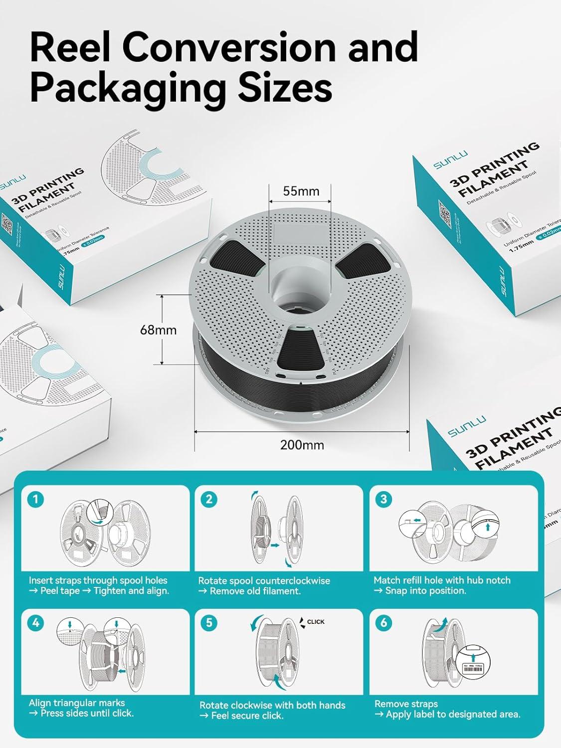 imageSUNLU ASA Filament 175mm UVRainHeat Resistant Tough 3D Printer Filament Great for Printing Outdoor Functional Mechanical Parts 1kg Spool 22lbs Black1000gasa Grey