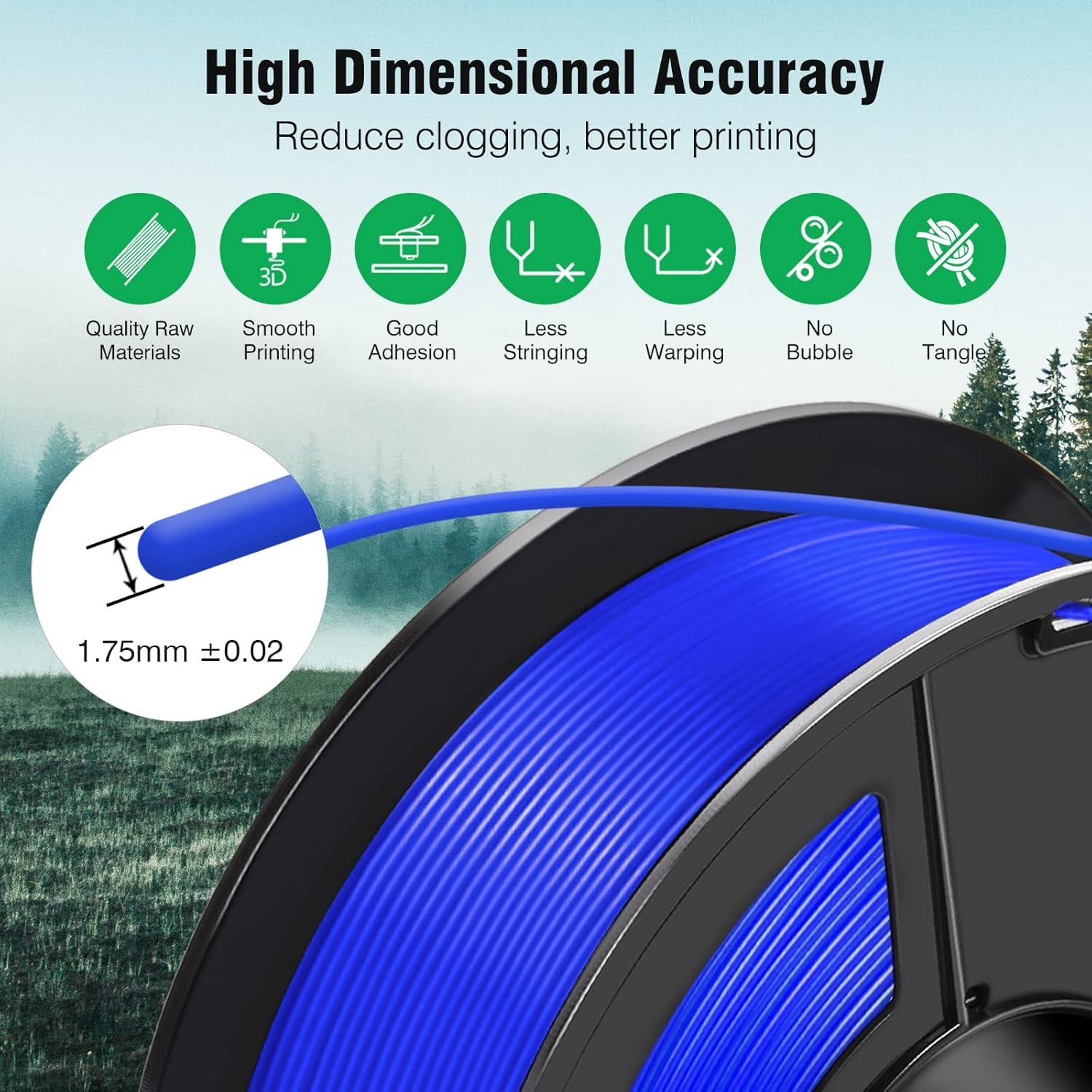 imageSUNLU ASA Filament 175mm UVRainHeat Resistant Tough 3D Printer Filament Great for Printing Outdoor Functional Mechanical Parts 1kg Spool 22lbs Black1kgasa Blue