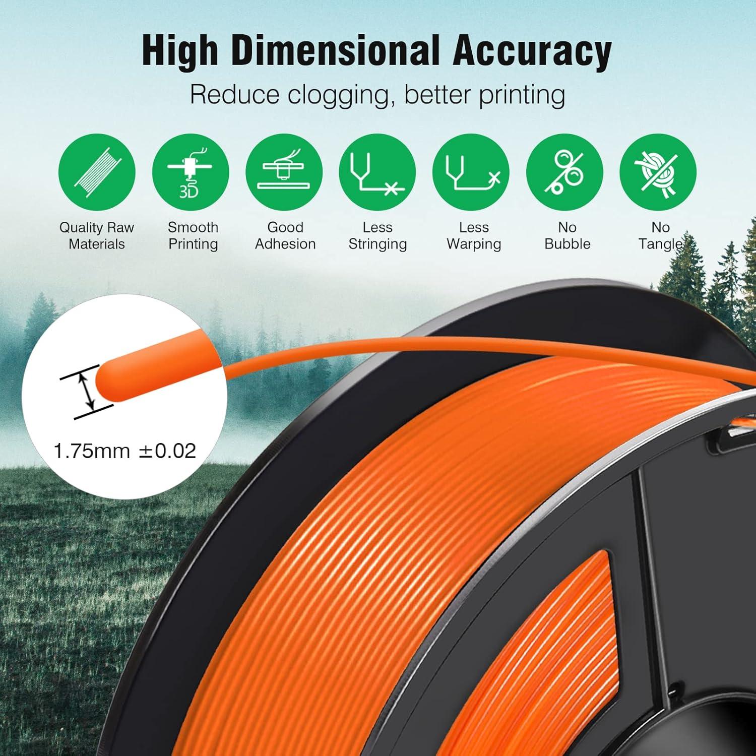 imageSUNLU ASA Filament 175mm UVRainHeat Resistant Tough 3D Printer Filament Great for Printing Outdoor Functional Mechanical Parts 1kg Spool 22lbs Black900g Asa Orange