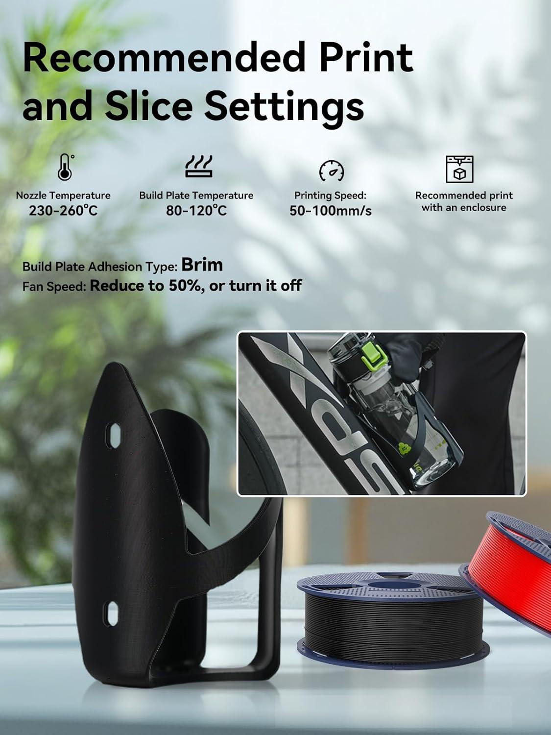 imageSUNLU ASA Filament 175mm UVRainHeat Resistant Tough 3D Printer Filament Great for Printing Outdoor Functional Mechanical Parts 1kg Spool 22lbs BlackBundle 4000g Asa Blackblackblackblack