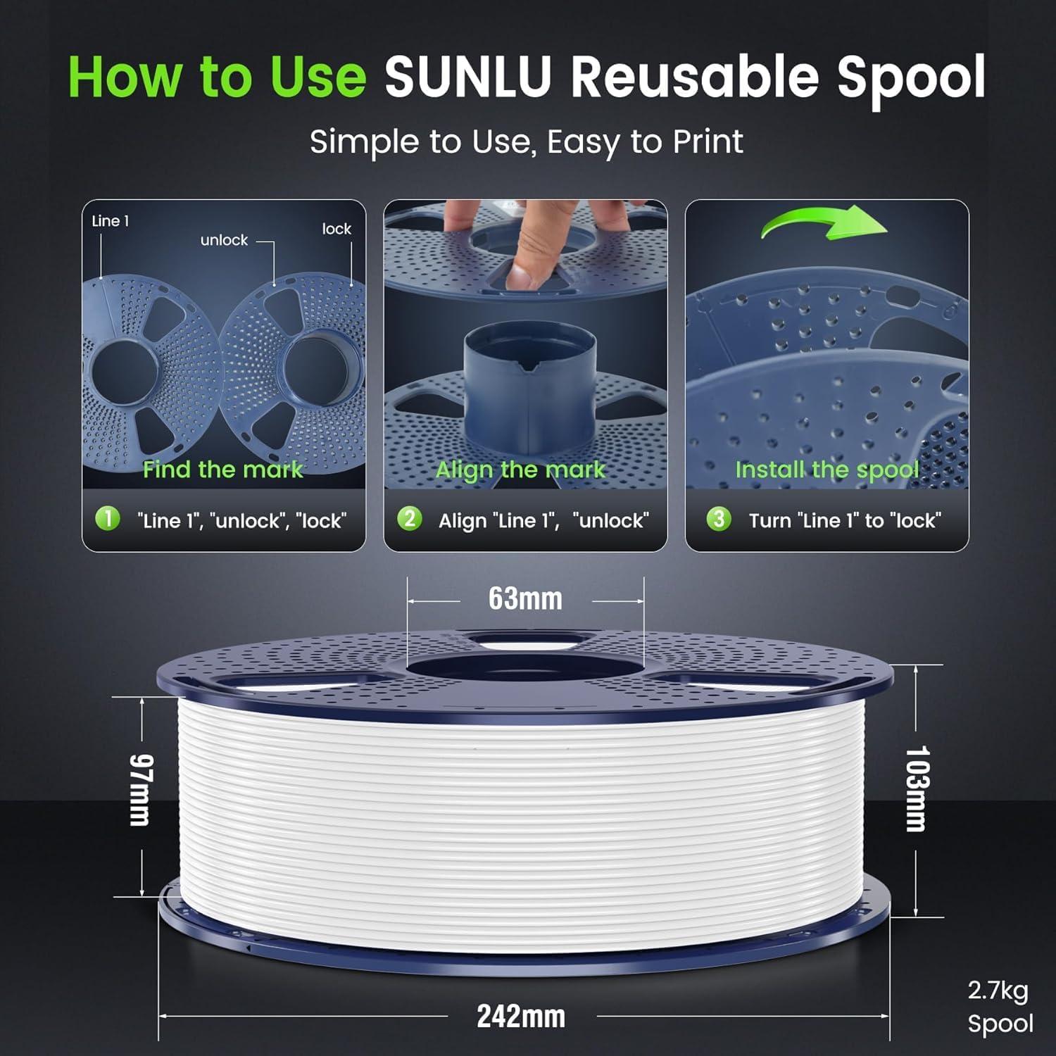 imageSUNLU ASA Filament 175mm UVRainHeat Resistant Tough 3D Printer Filament Great for Printing Outdoor Functional Mechanical Parts 1kg Spool 22lbs BlackLarge Spool27kg Asa White