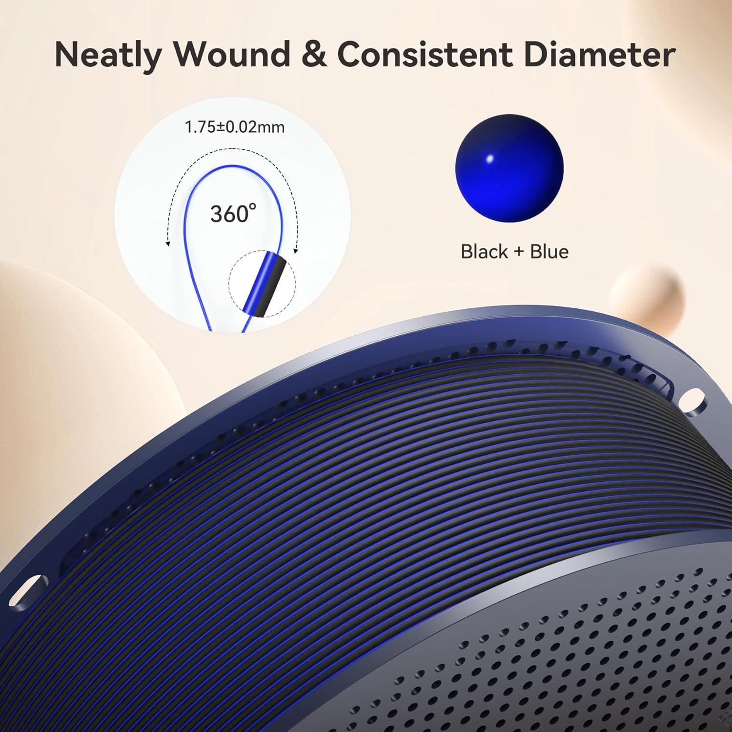 imageSUNLU Dual Color Matte PLA Filament 175mm Matte 3D Printer PLA Filament PLA Filament 1kg Spool 22lbs Dimensional Accuracy  002mm Orange Red1kg Pla Matte Dual Black Blue