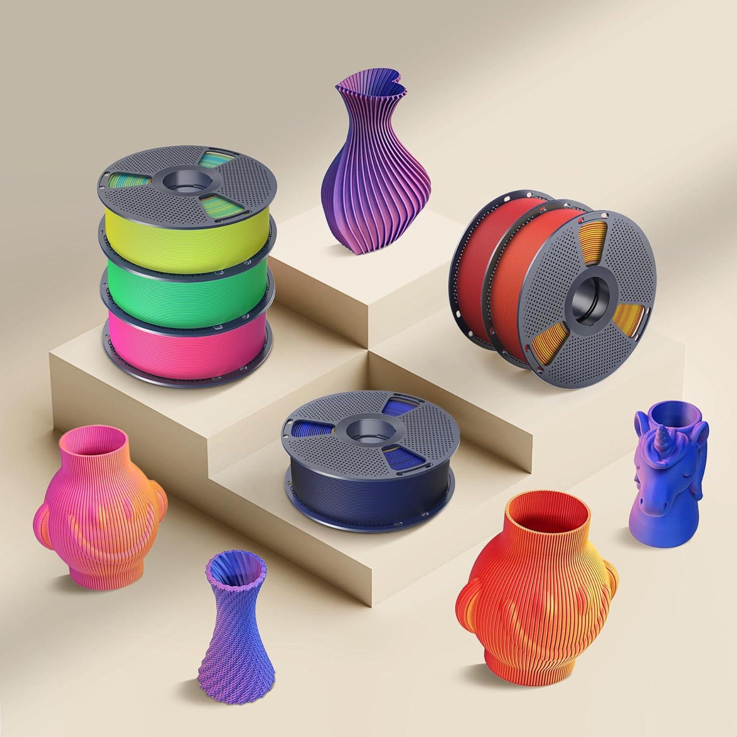 imageSUNLU Dual Color Matte PLA Filament 175mm Matte 3D Printer PLA Filament PLA Filament 1kg Spool 22lbs Dimensional Accuracy  002mm Orange Red1kg Pla Matte Dual Purple Green